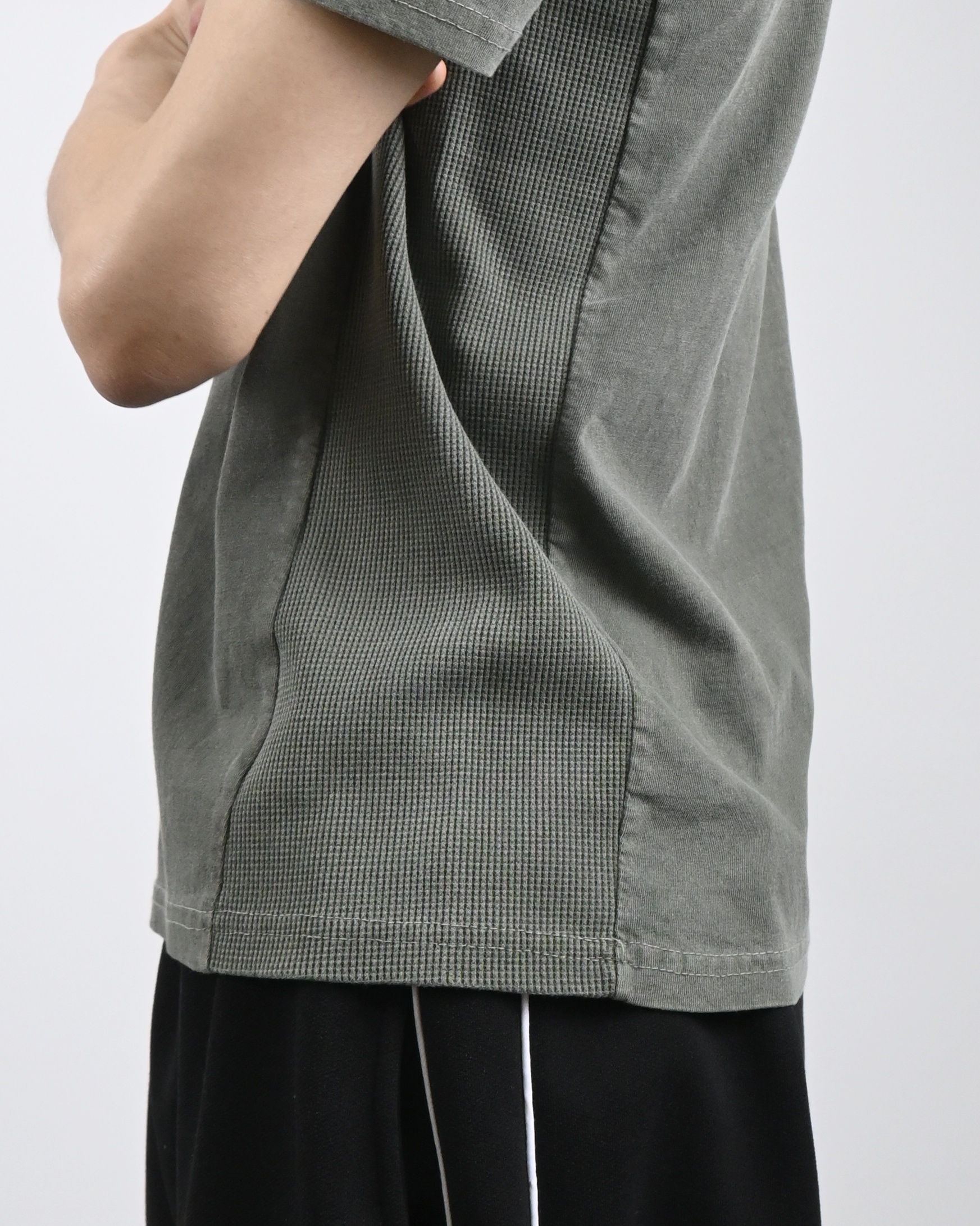 waffle panel pigment half t-shirt