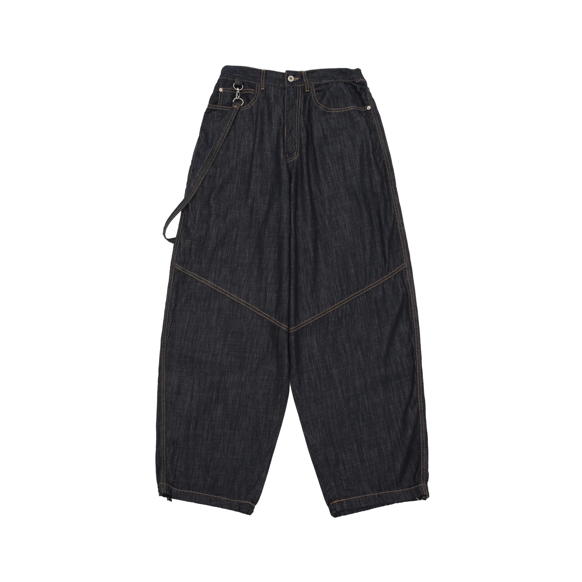 rope swelly curved denim pants