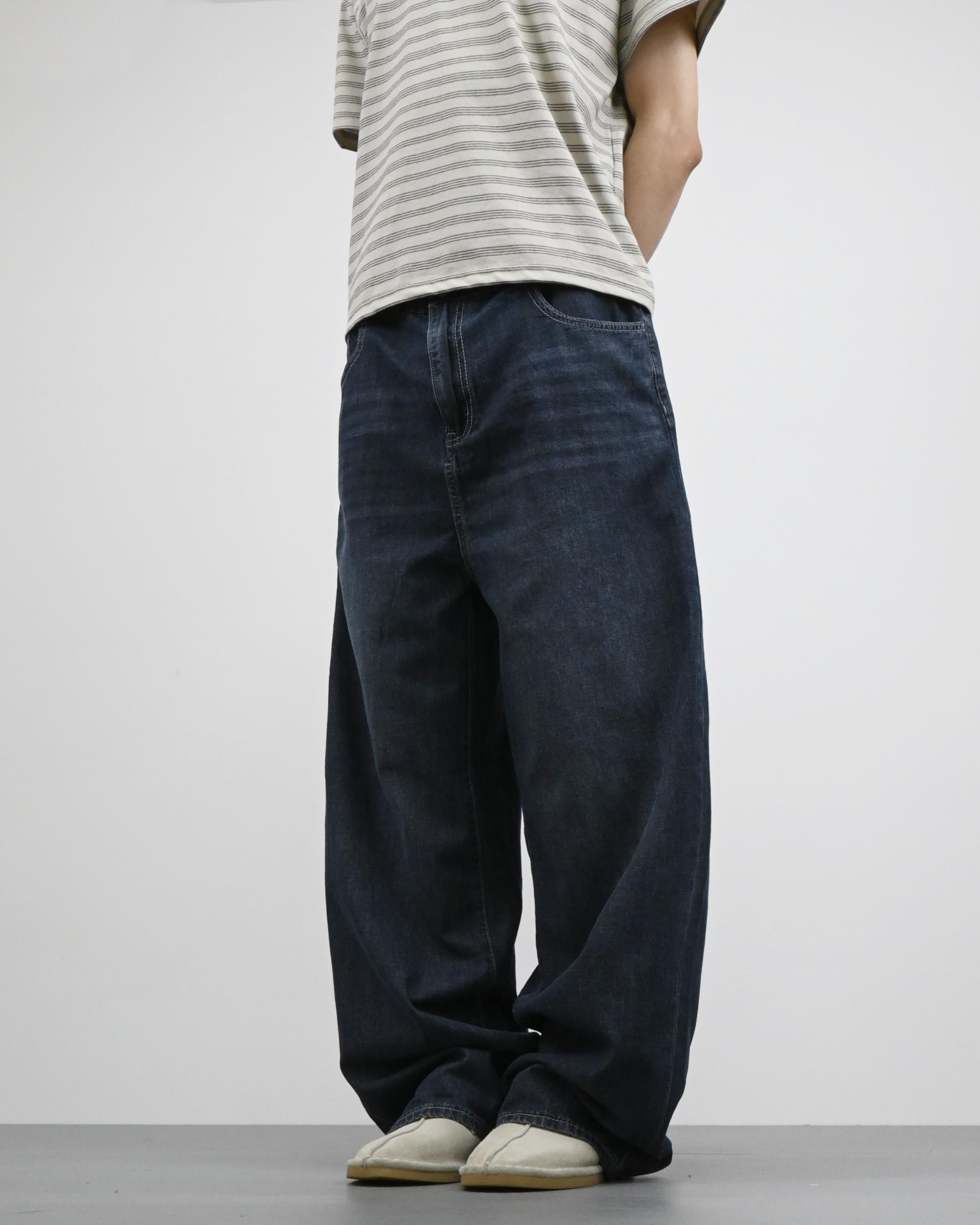 straight linen denim pants