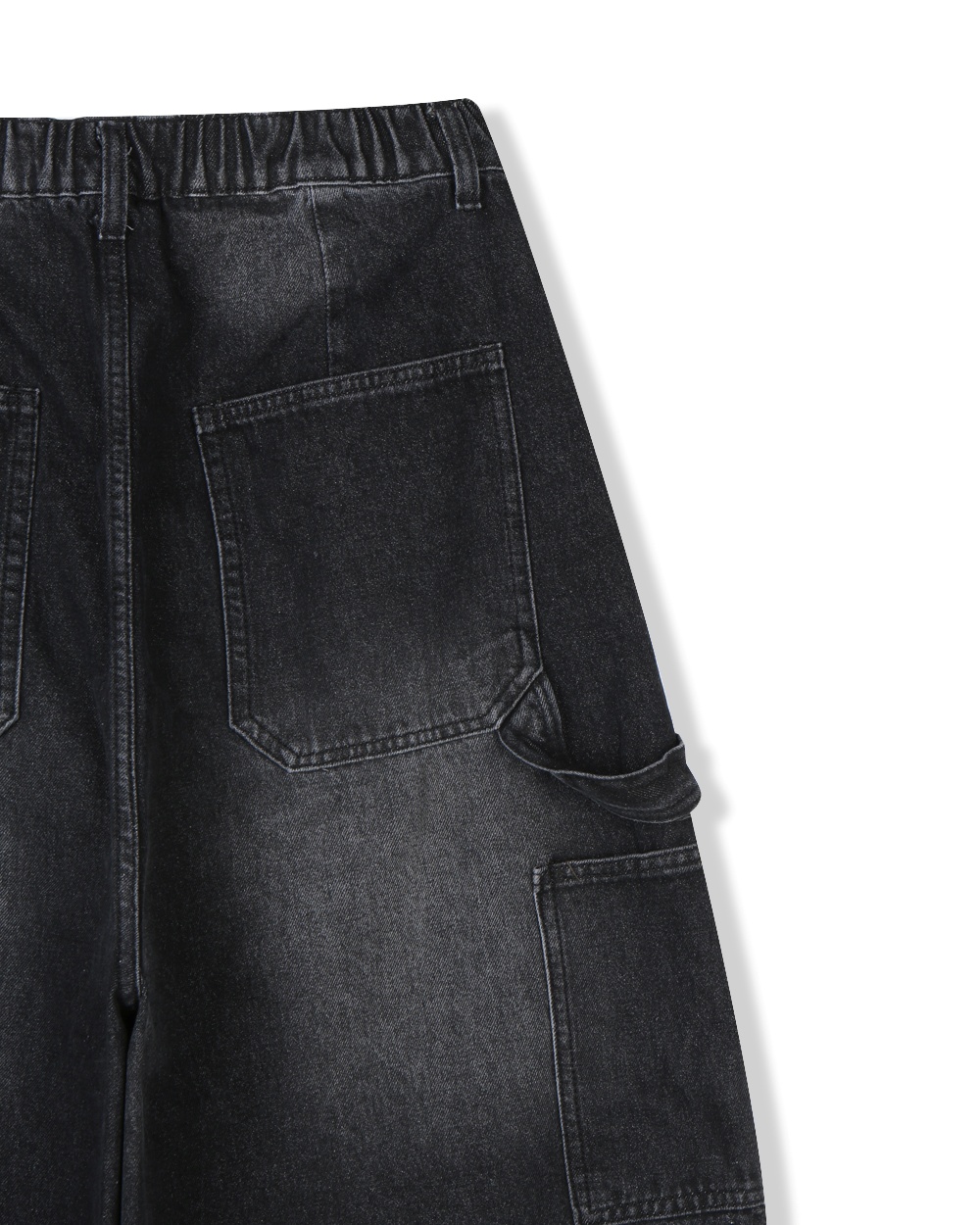ash washed carpenter balloon denim pants