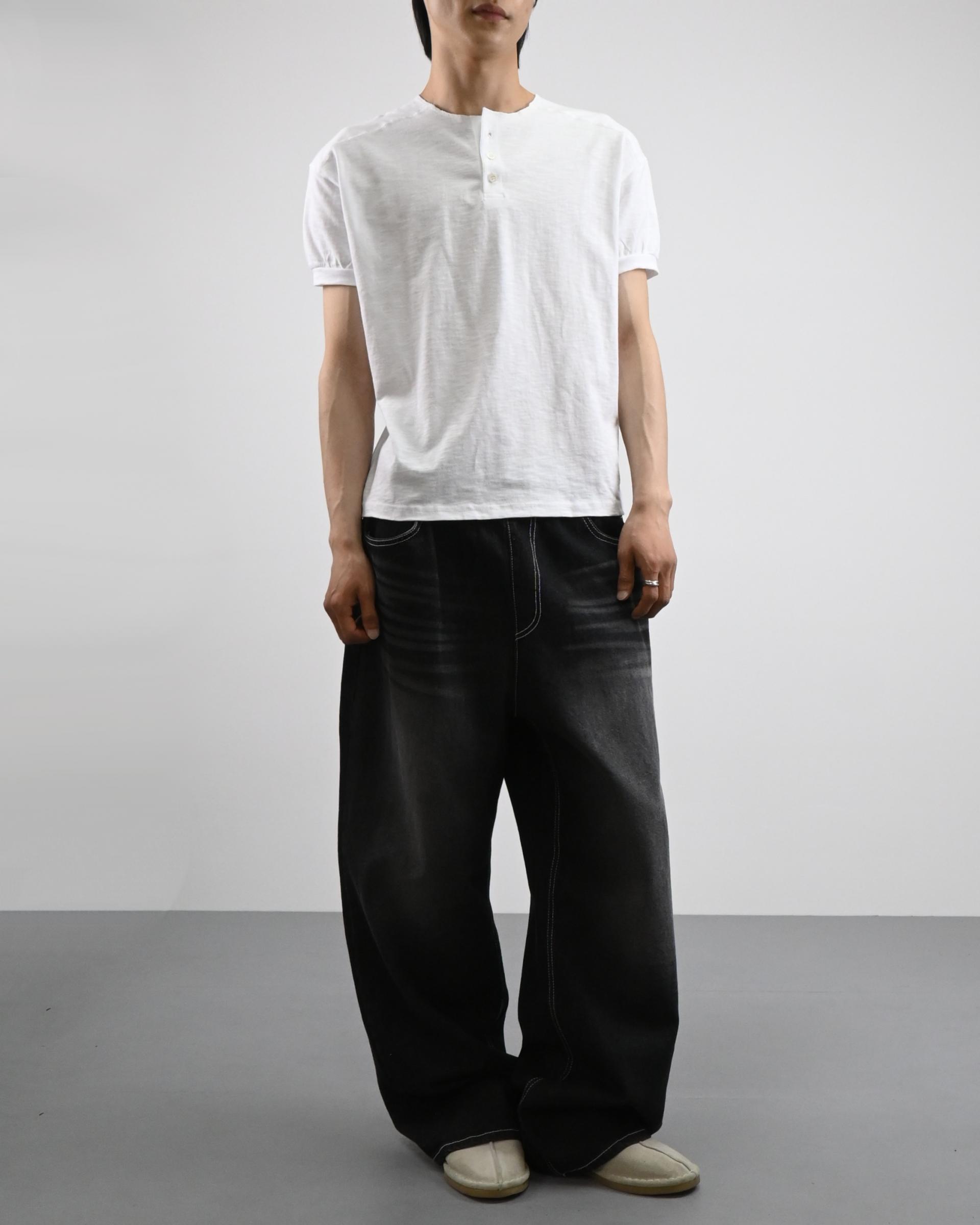 stitch henley neck half t-shirt
