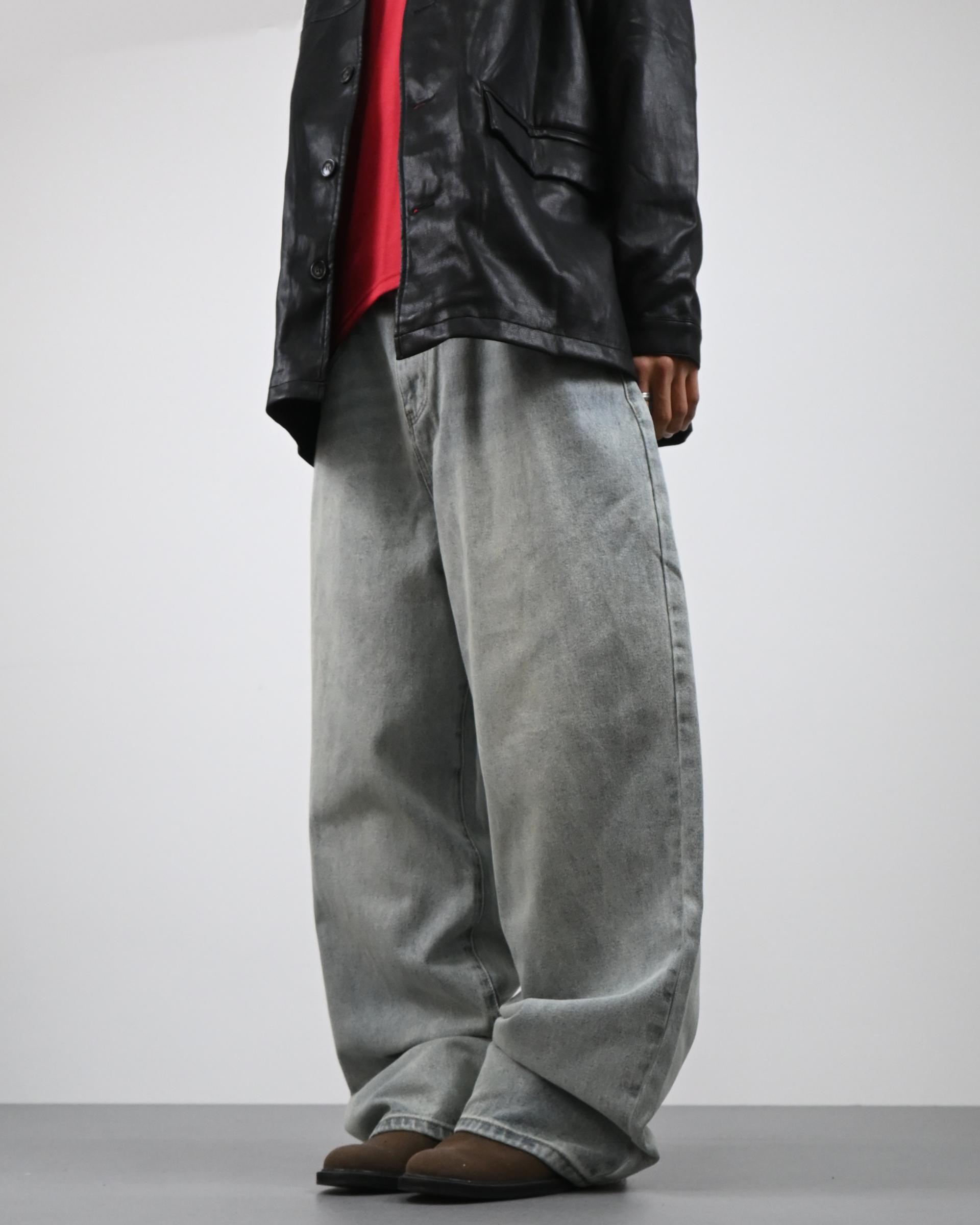stone blur sand curved denim pants