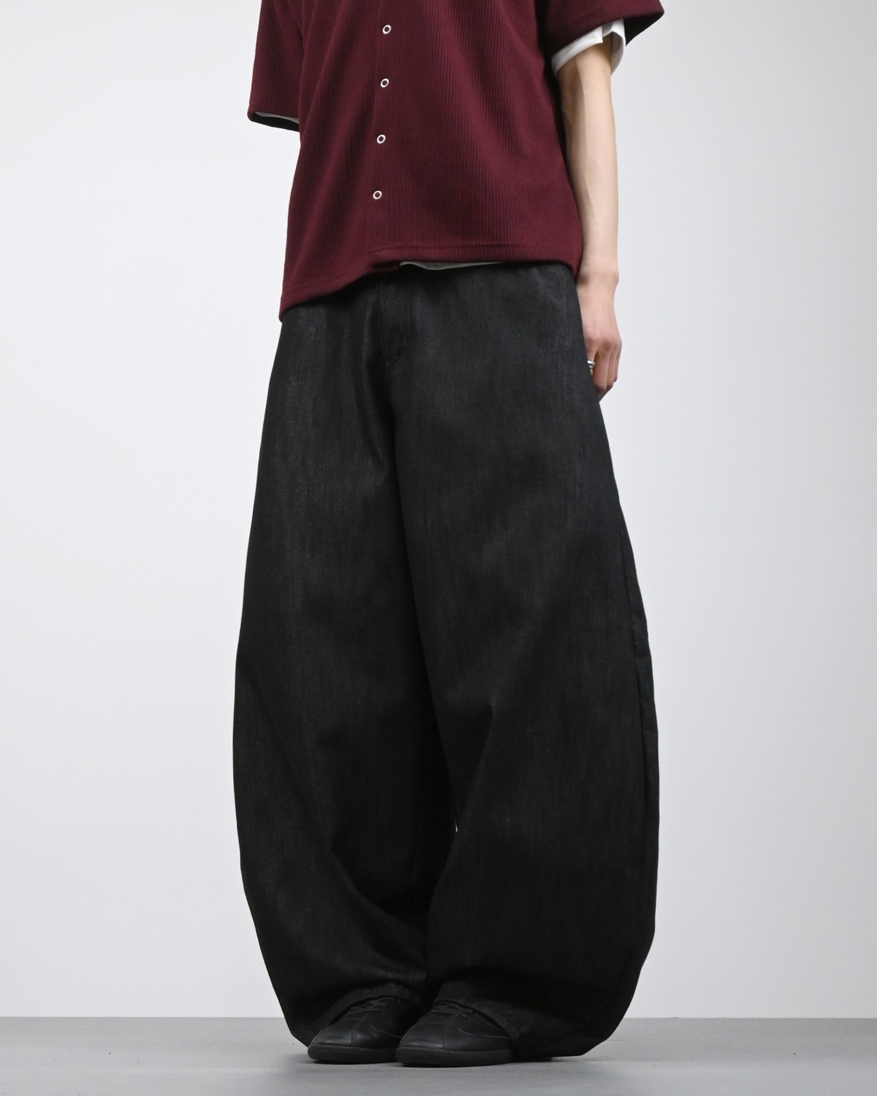 check pocket raw denim pants