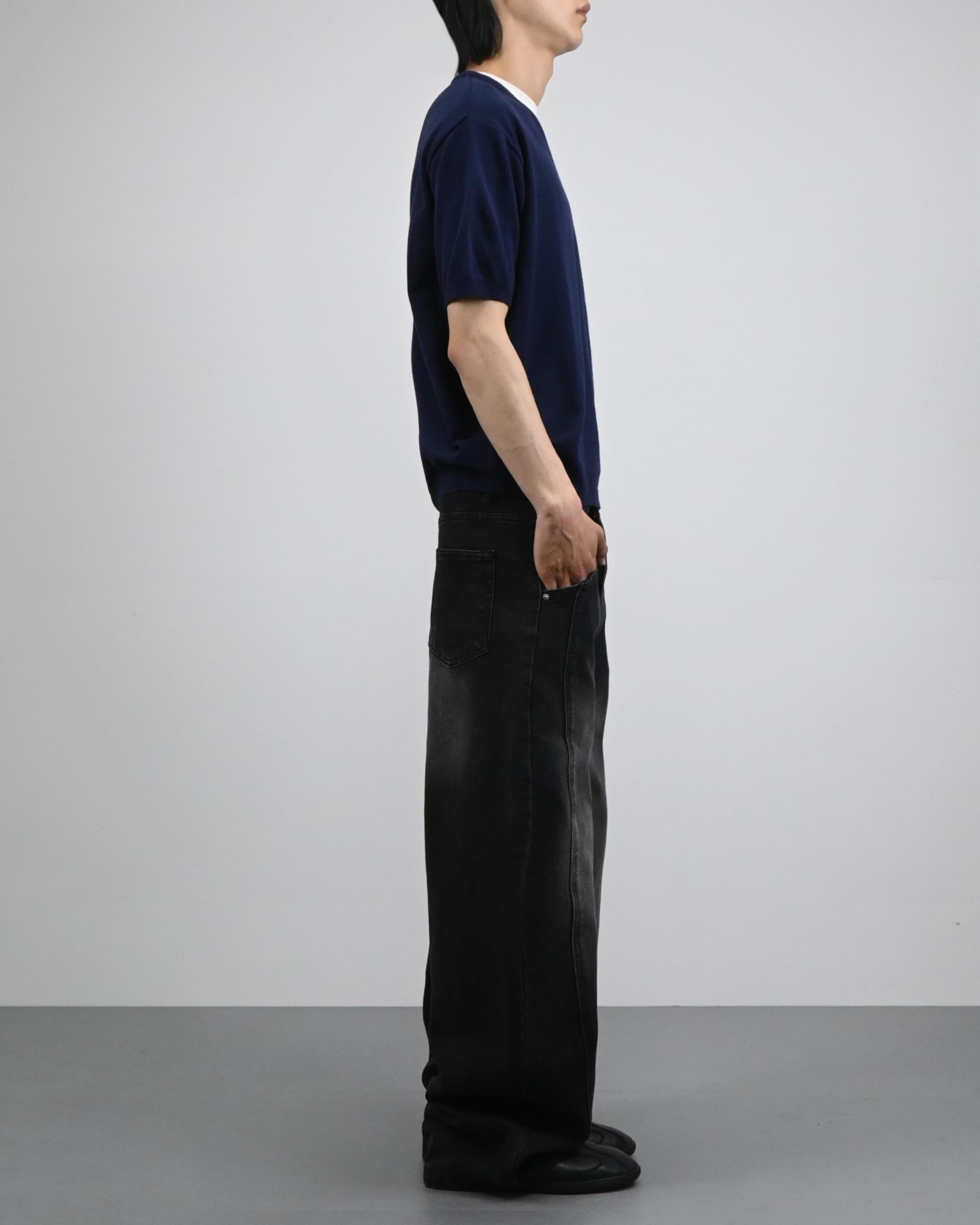 v-neck layered half knit