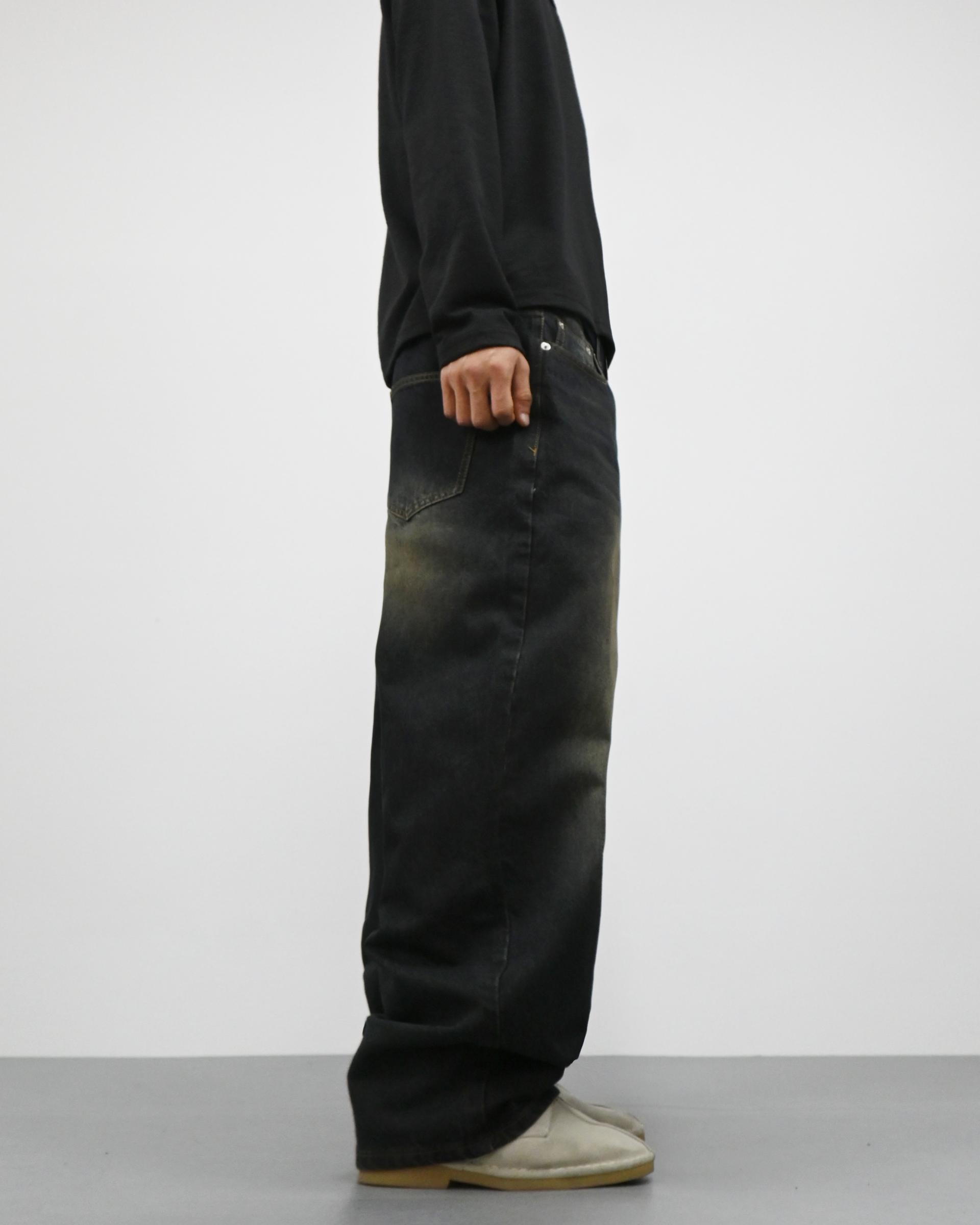 oil vintage curved denim pants