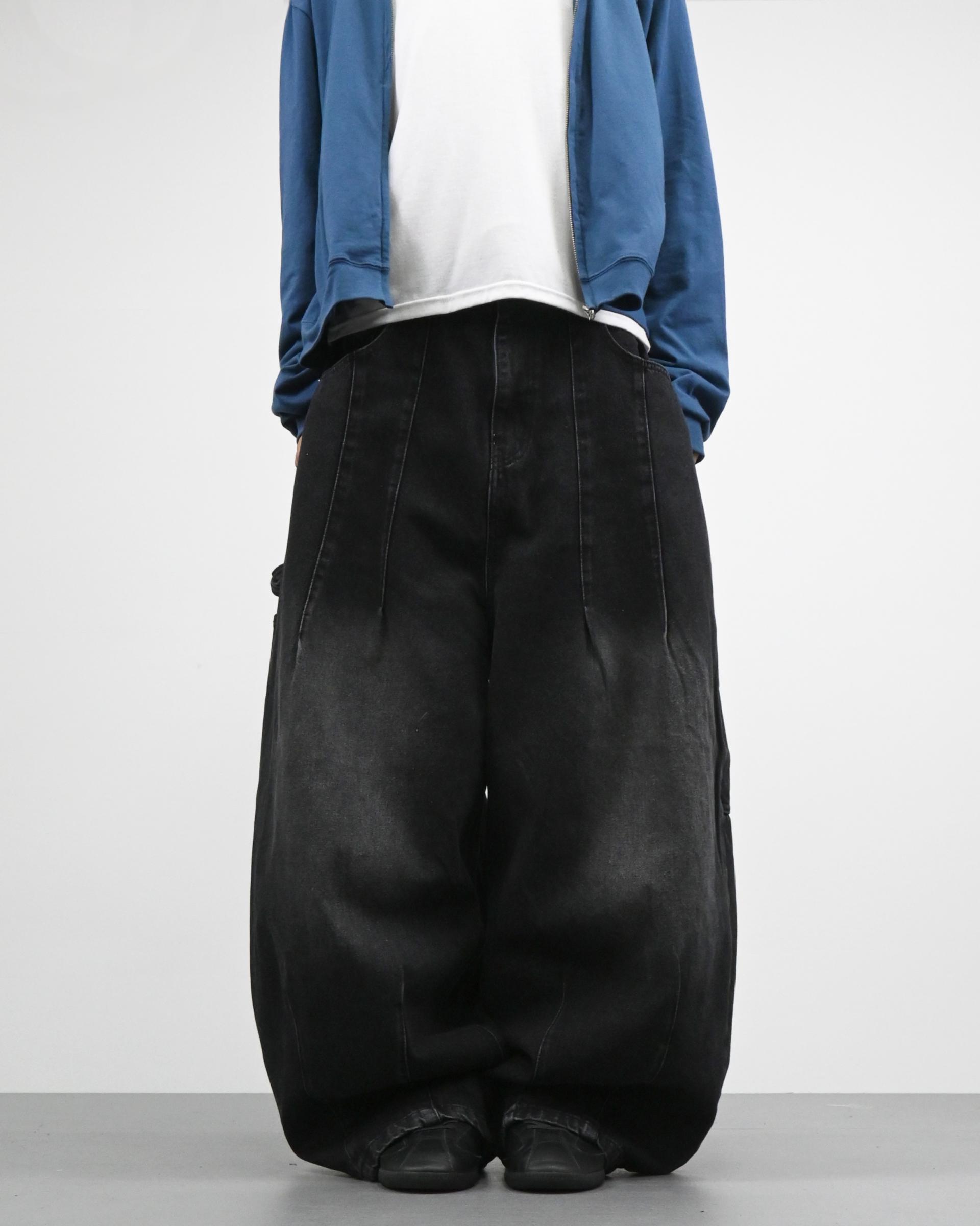 ash washed carpenter balloon denim pants