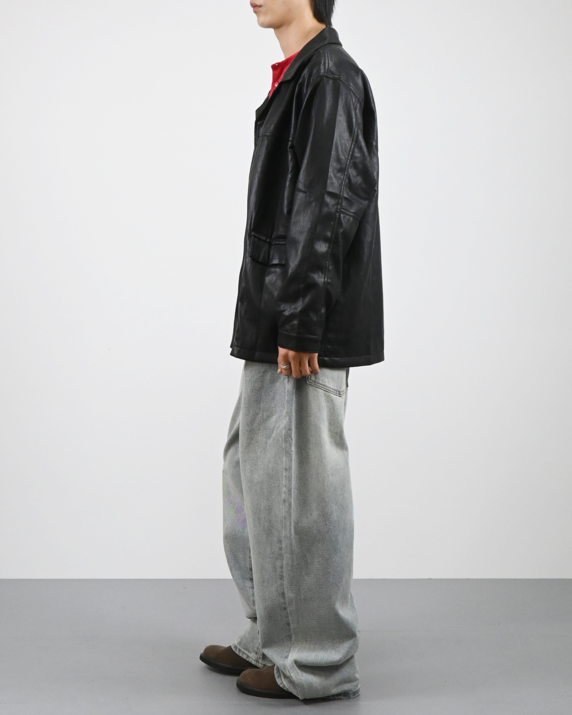 urban leather half coat jacket