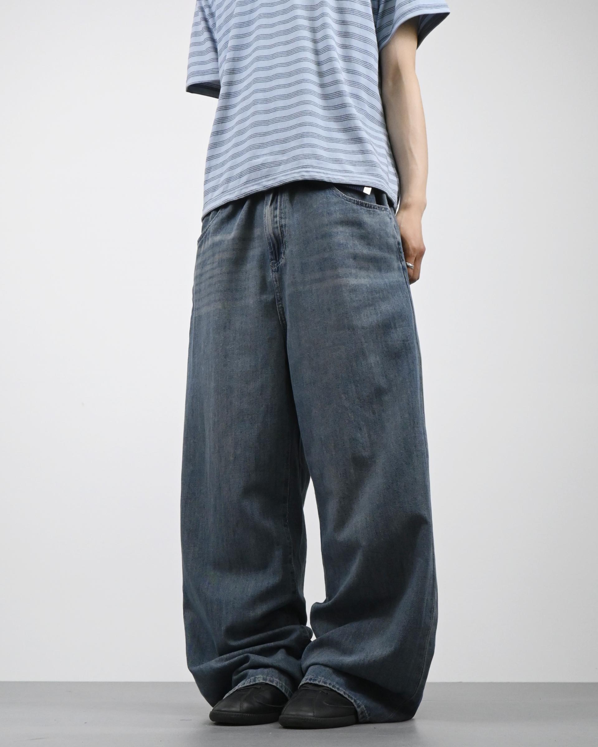 straight linen denim pants