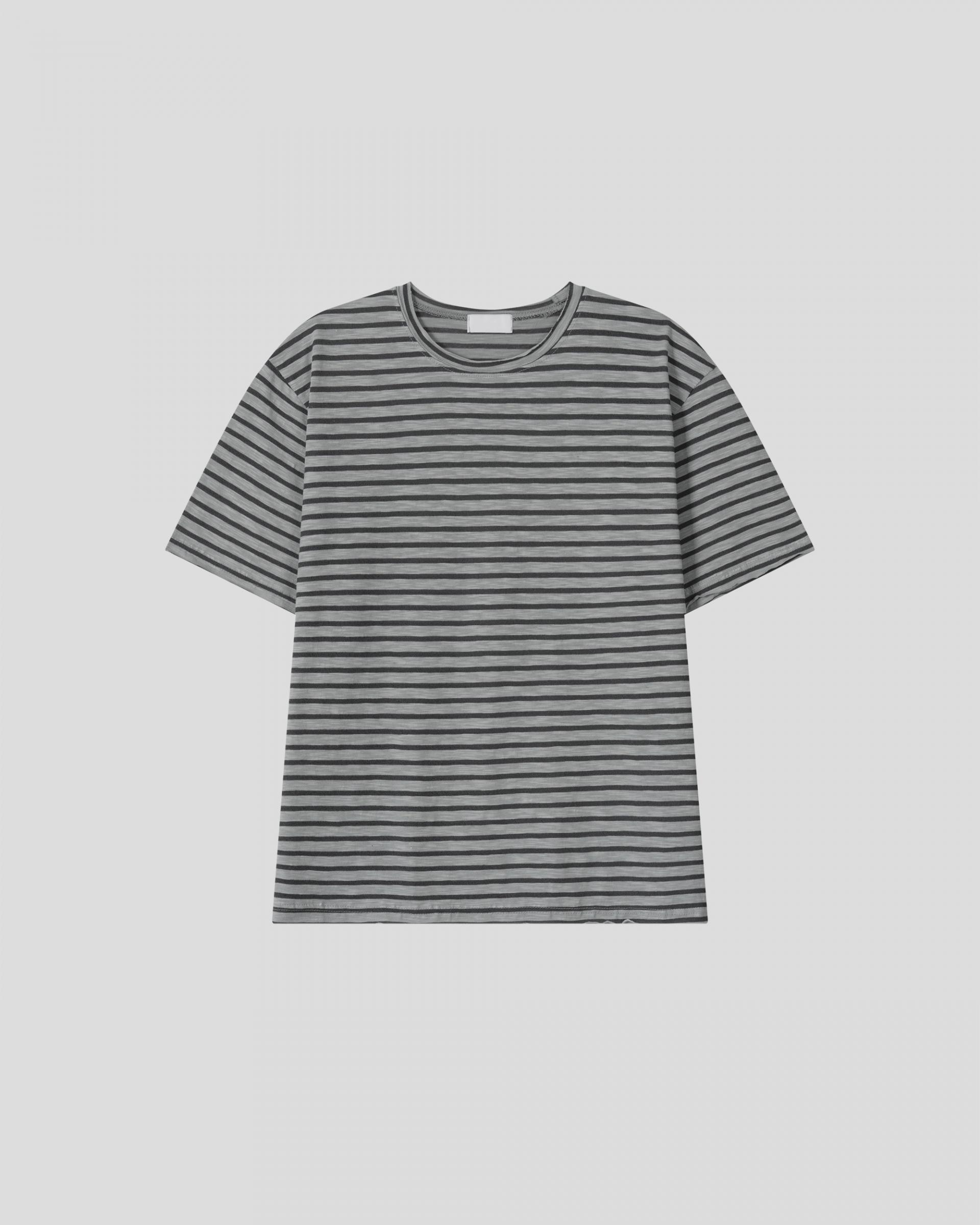 cutting stripe half t-shirt