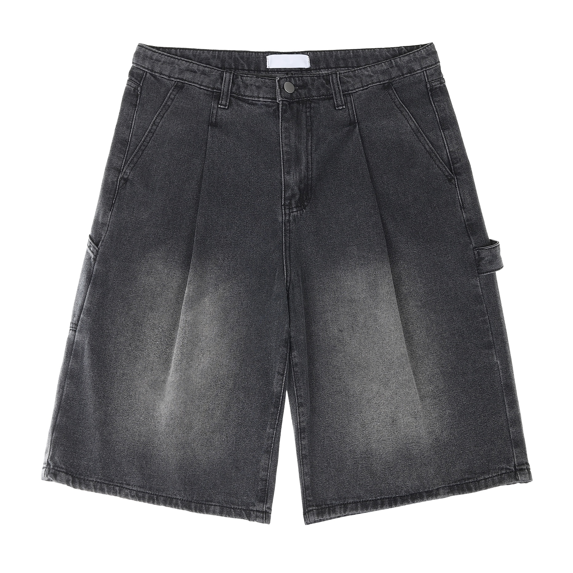 one tuck carpenter bermuda denim pants