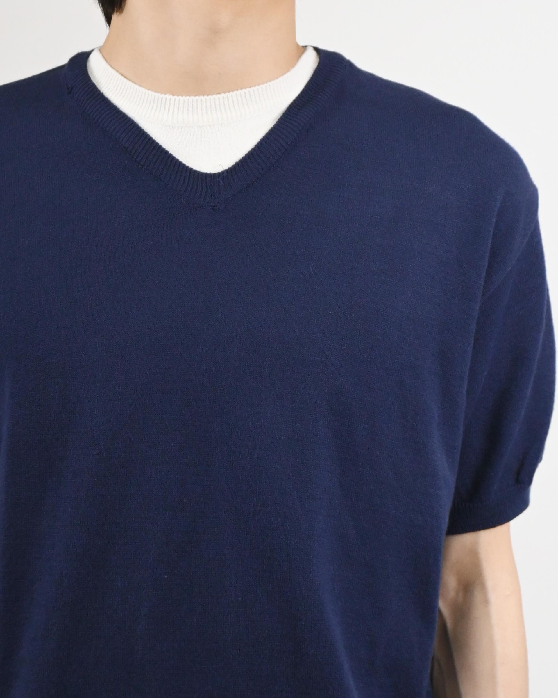v-neck layered half knit