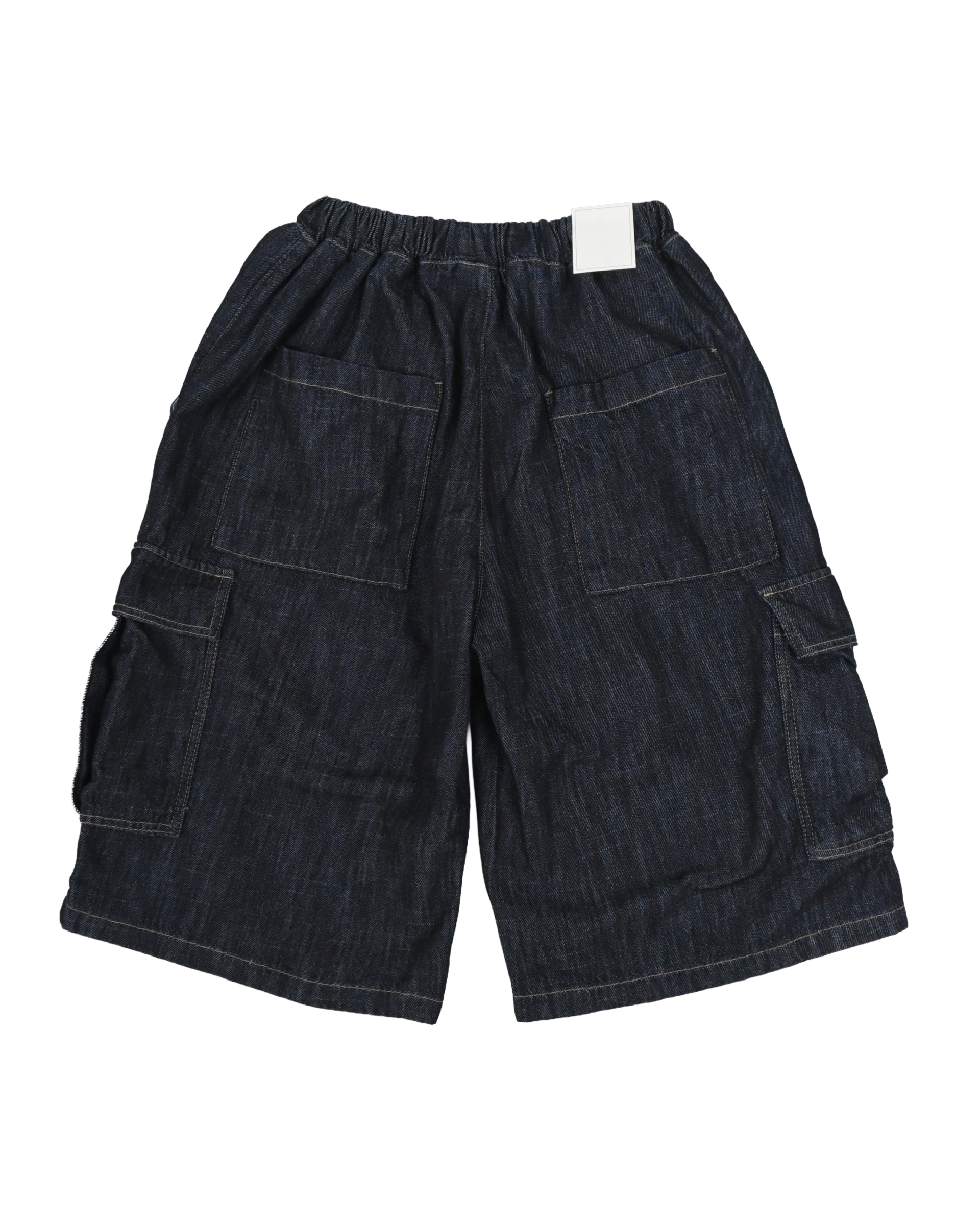 slub denim cargo bermuda pants