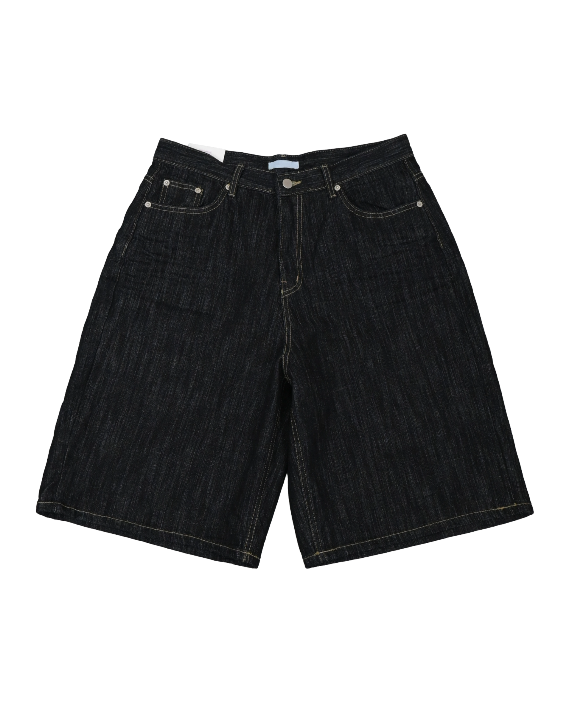 raw embossed bermuda denim pants