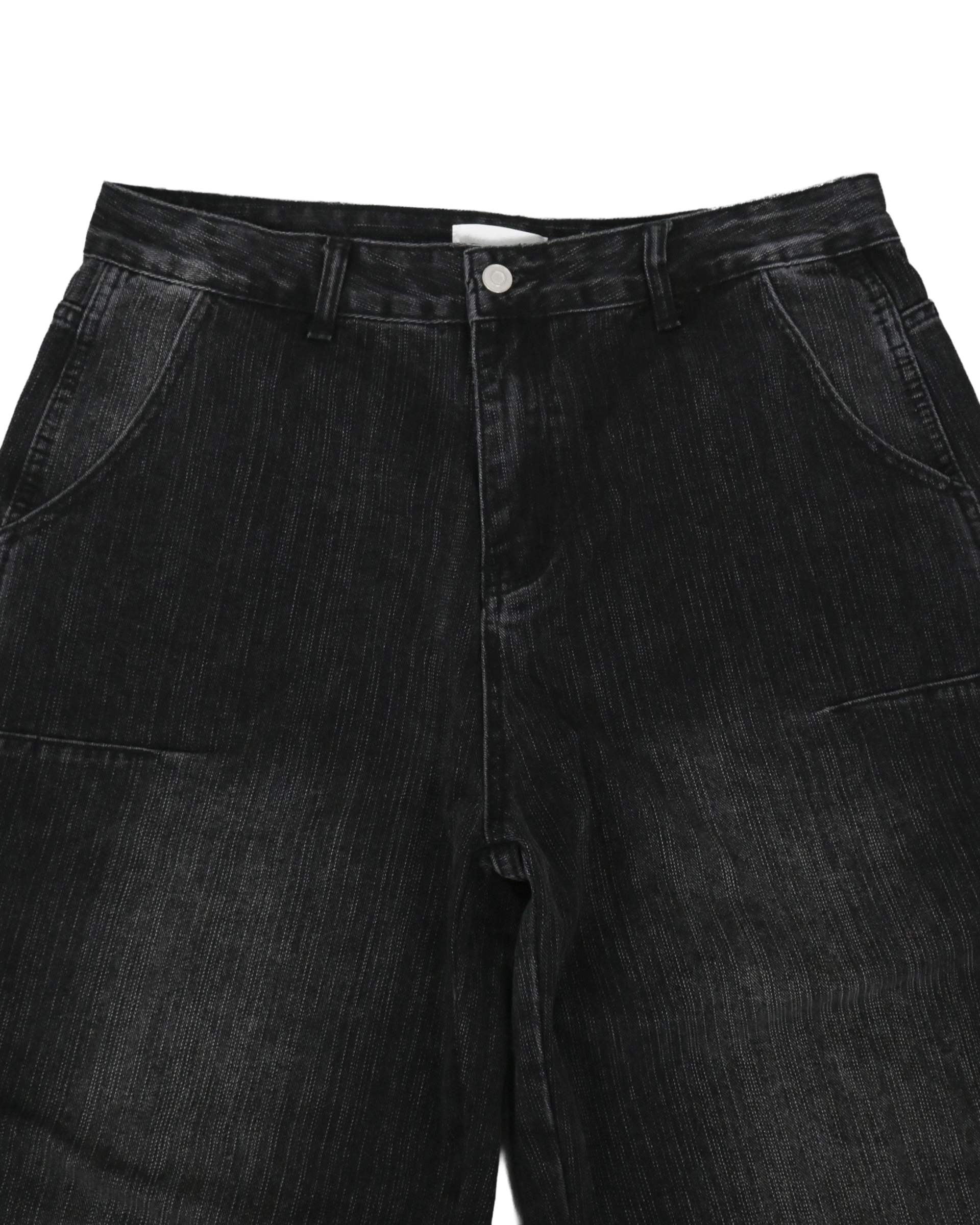 pin slub curved denim pants