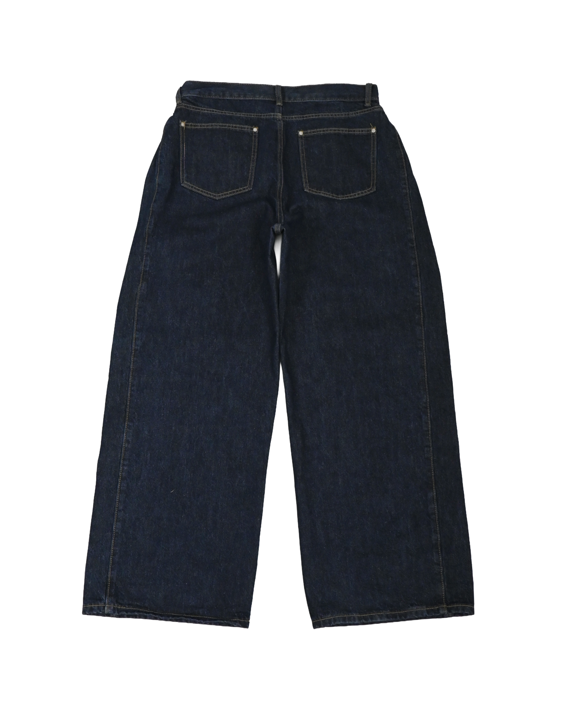 side slit curved denim pants