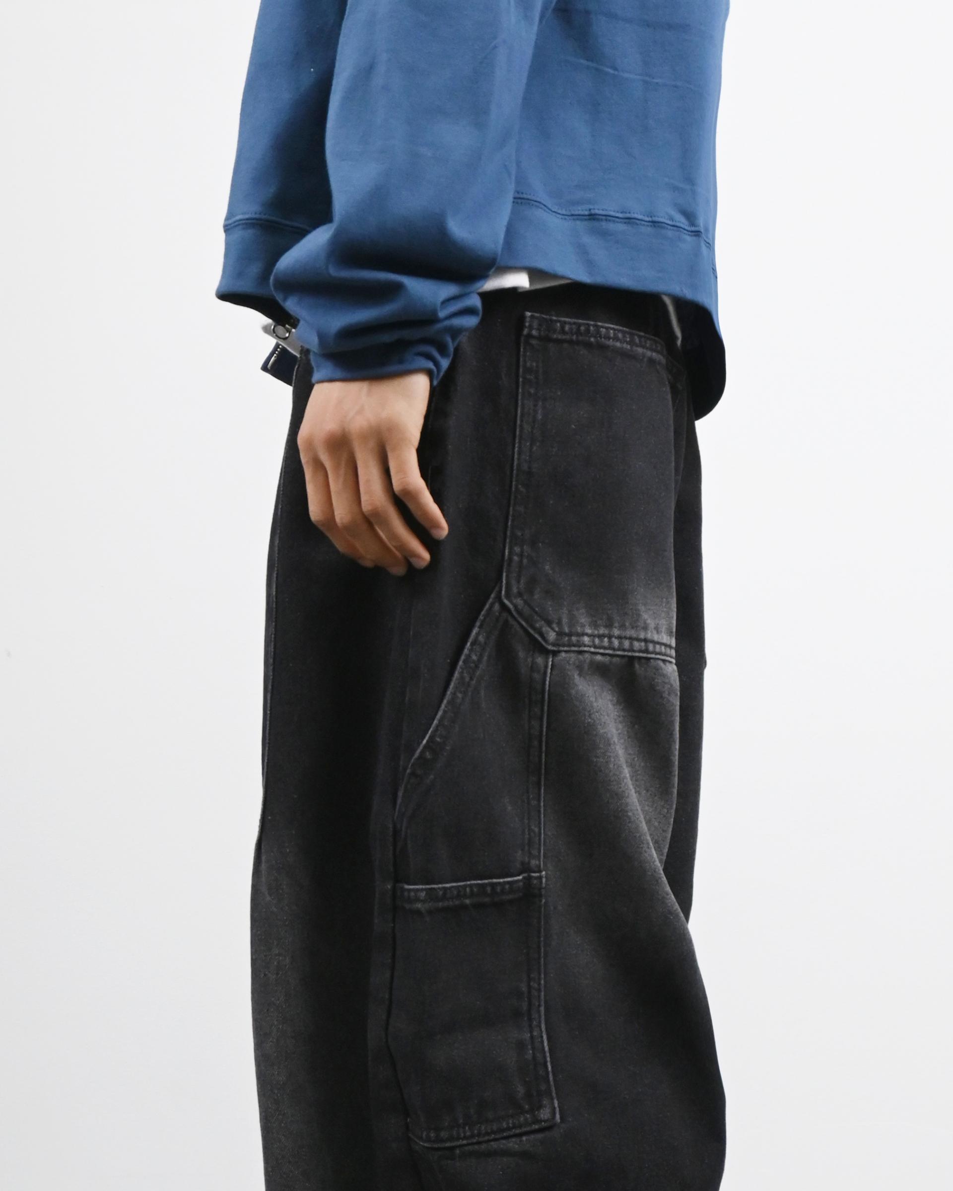 ash washed carpenter balloon denim pants