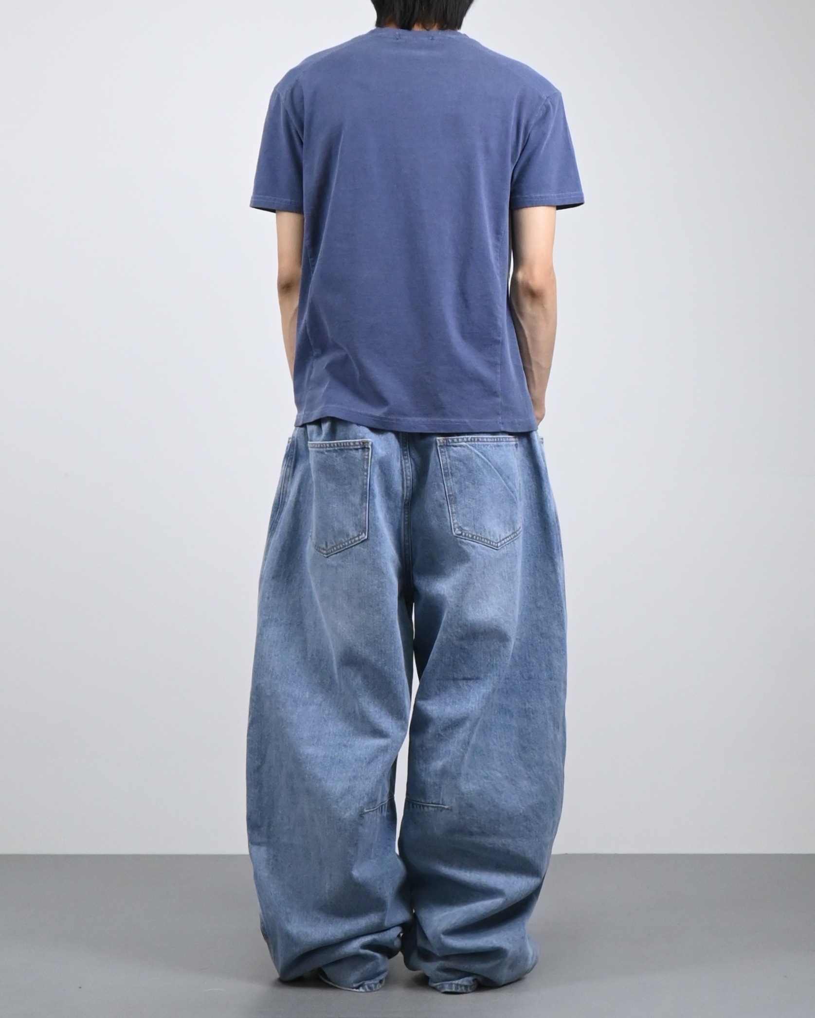 dart balloon denim pants (mid blue)