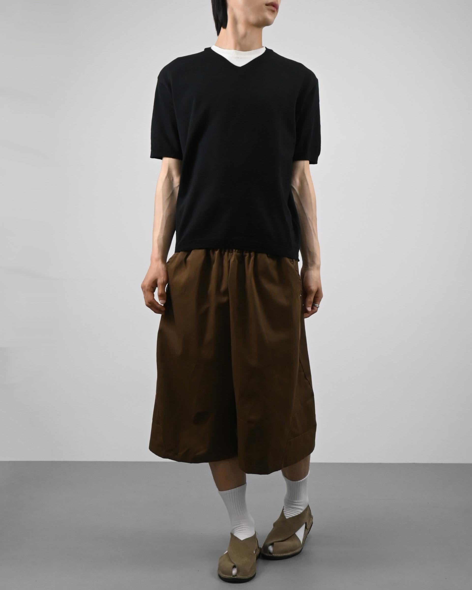 v-neck layered half knit
