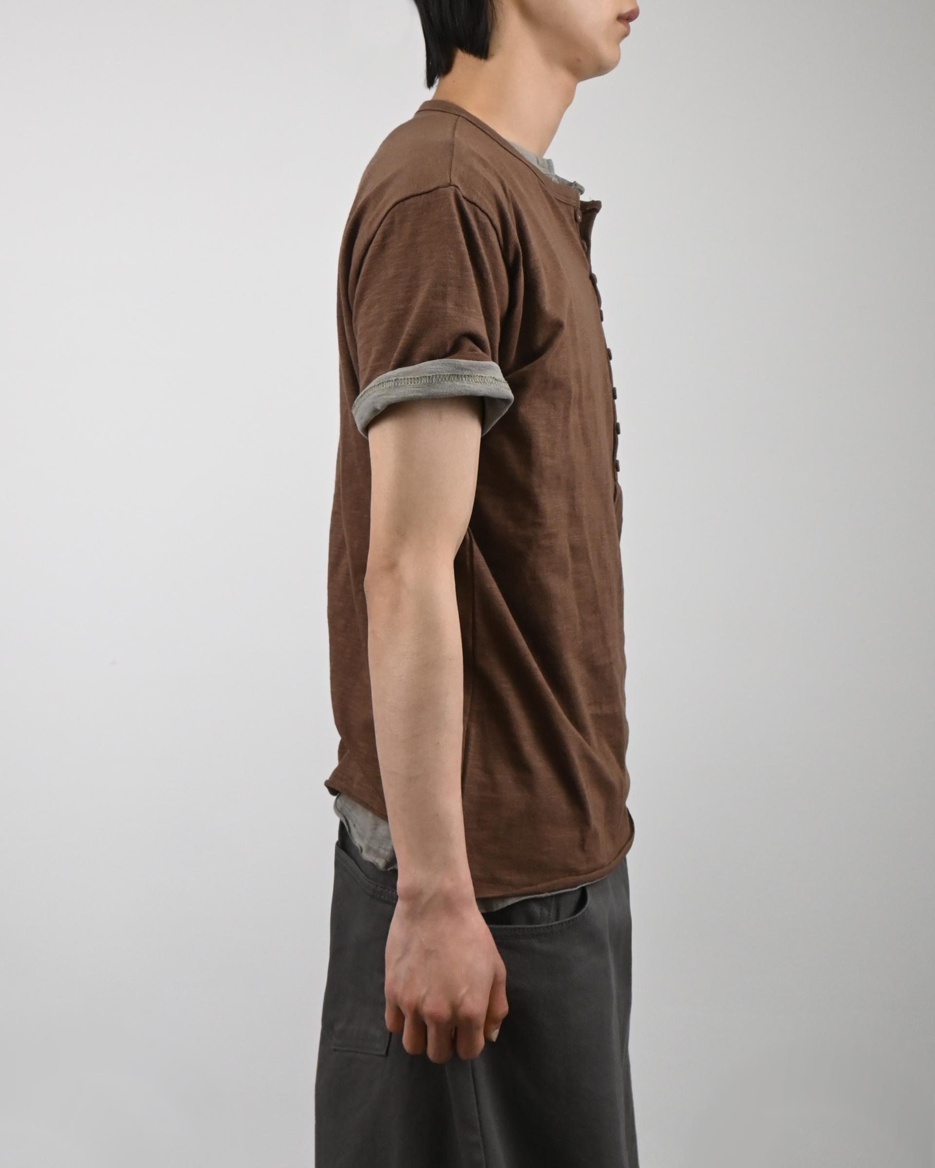 slub henley neck half t-shirt