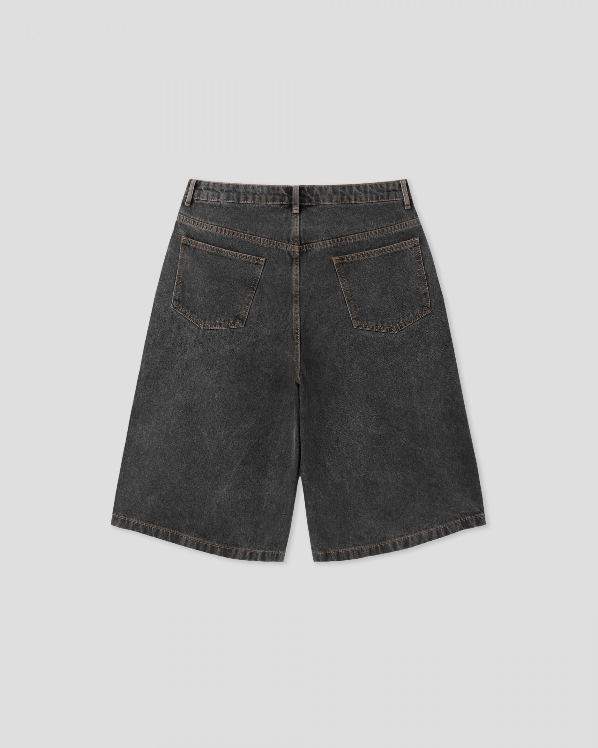 charcoal side line bermuda denim pants