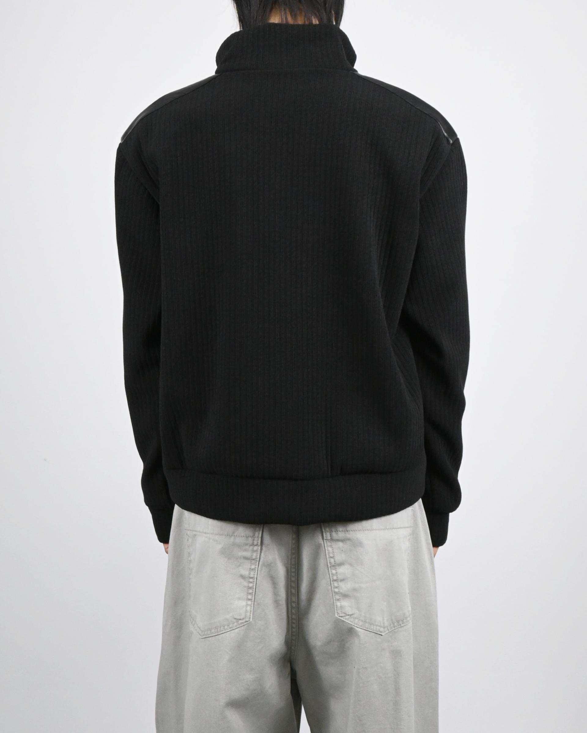 leather contrast knit jacket
