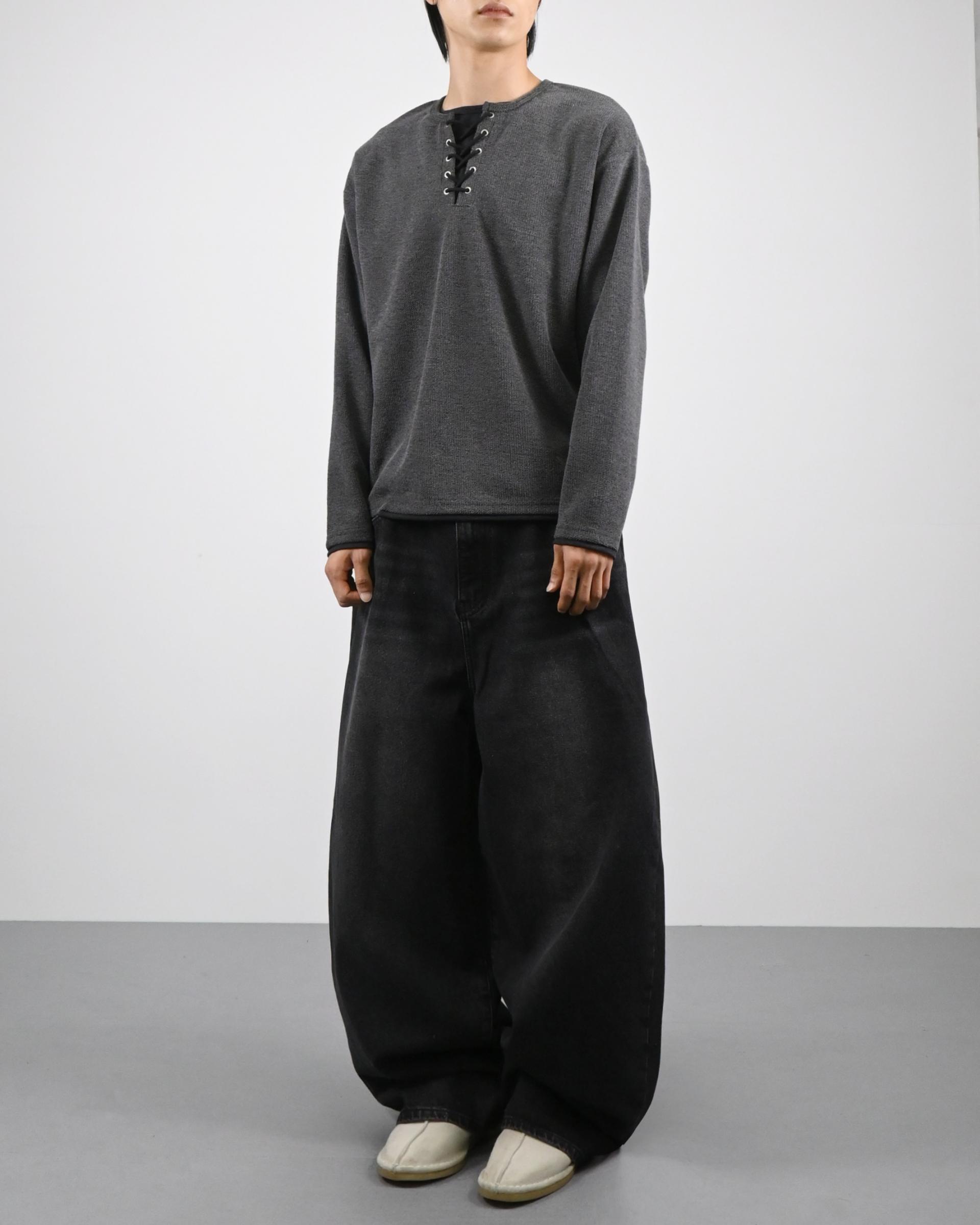 banding balloon denim pants