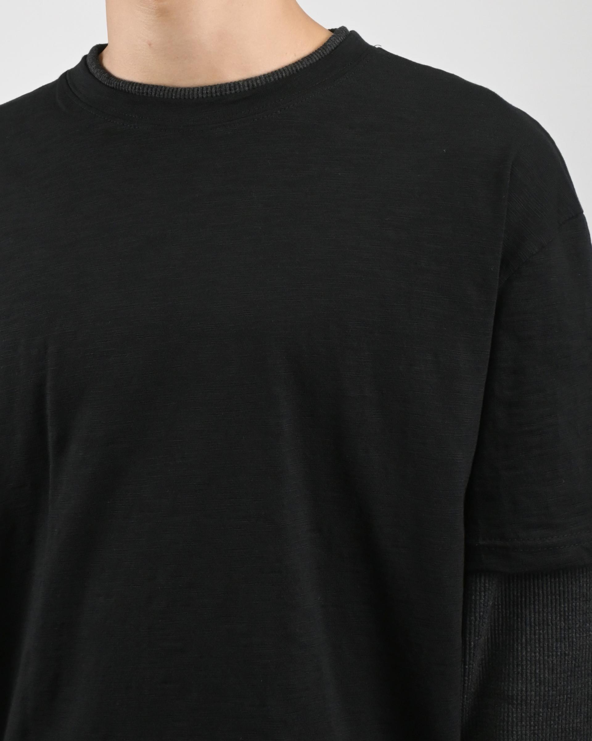 slub waffle layered t-shirt