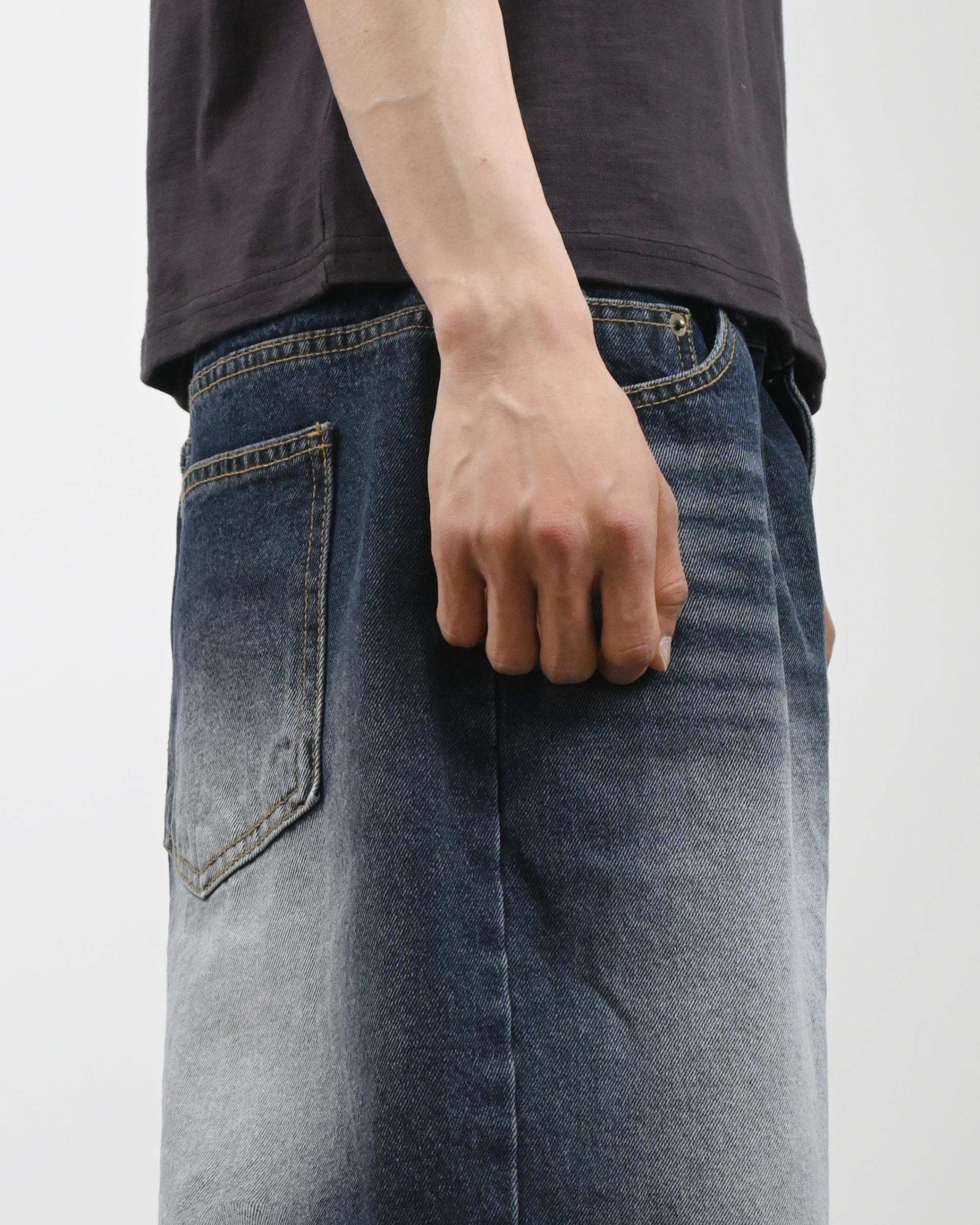 white washed deep blue denim pants