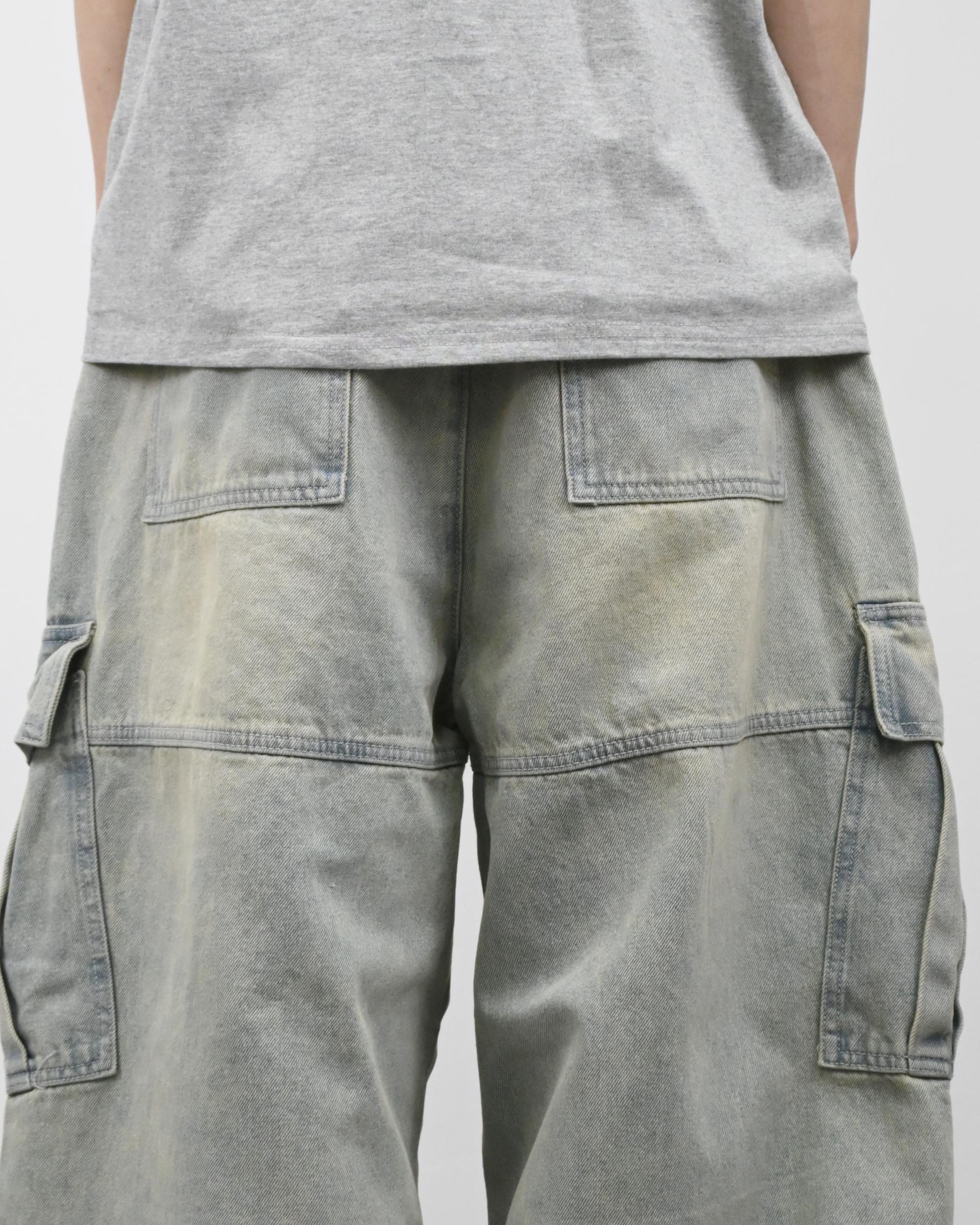 gray parachute denim cargo pants