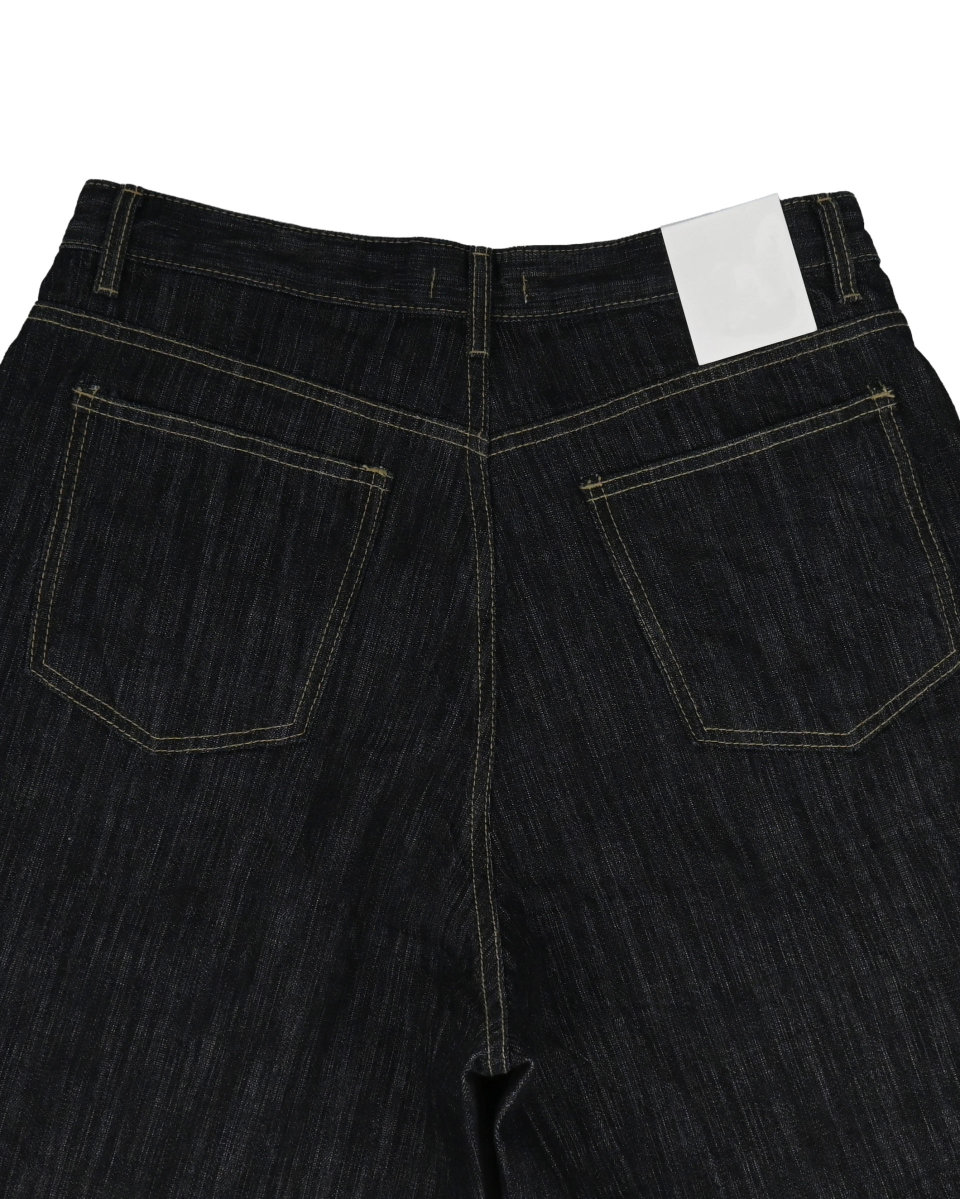 raw embossed bermuda denim pants