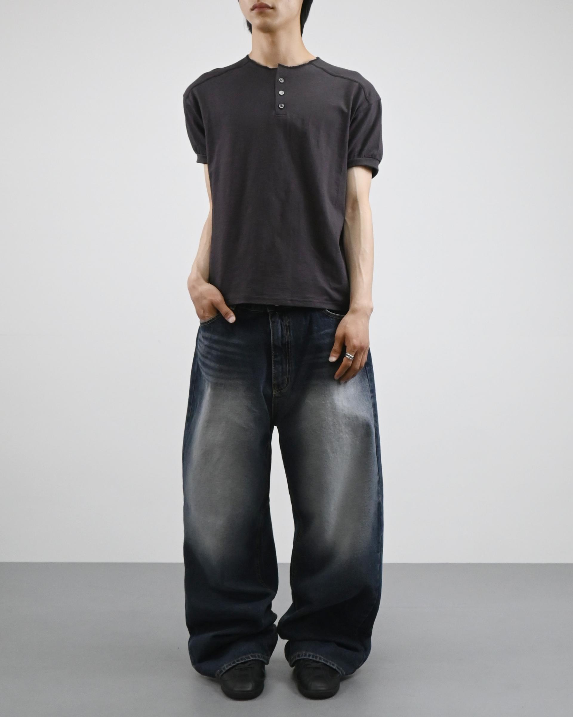 stitch henley neck half t-shirt