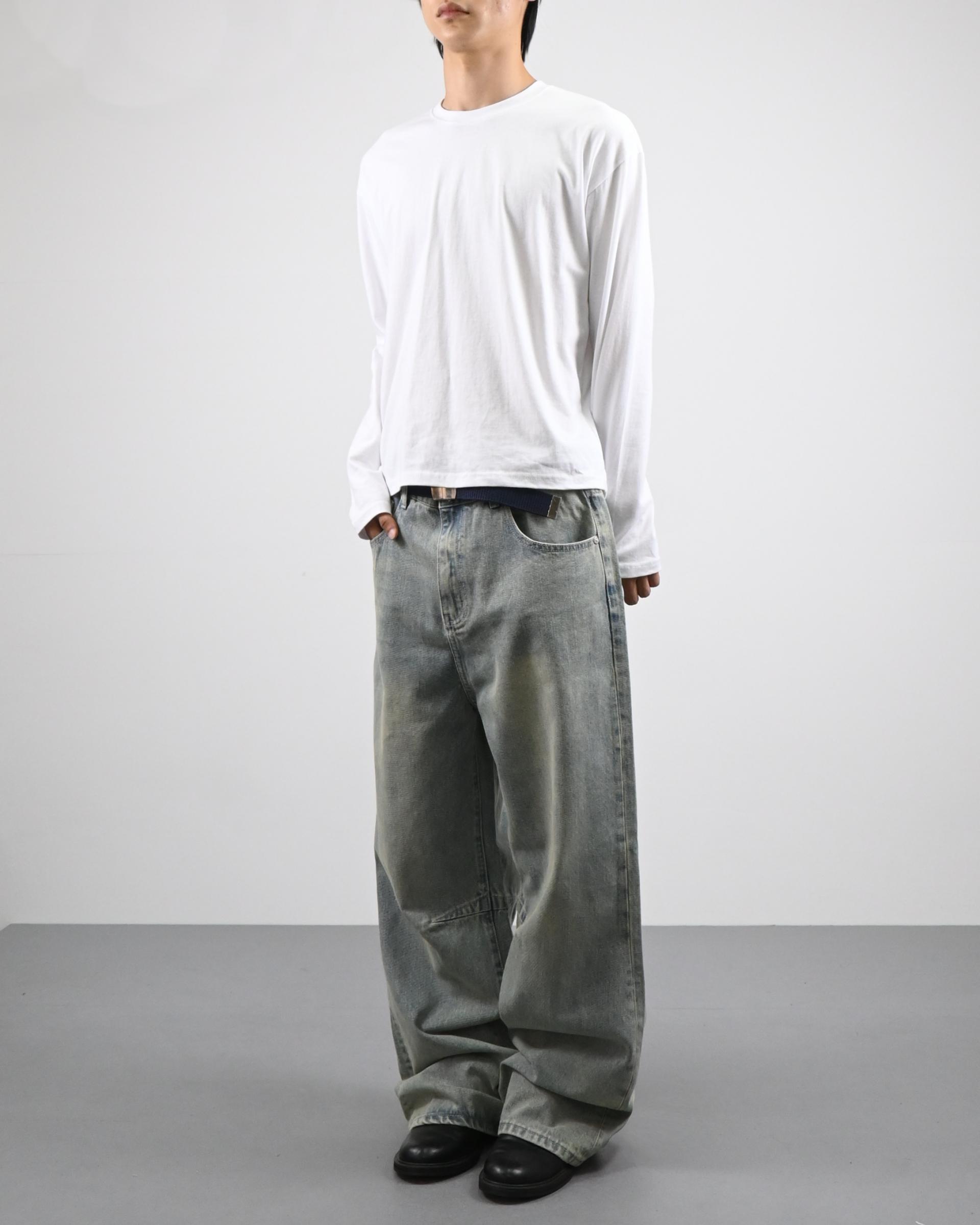 dart curved denim pants (light blue)
