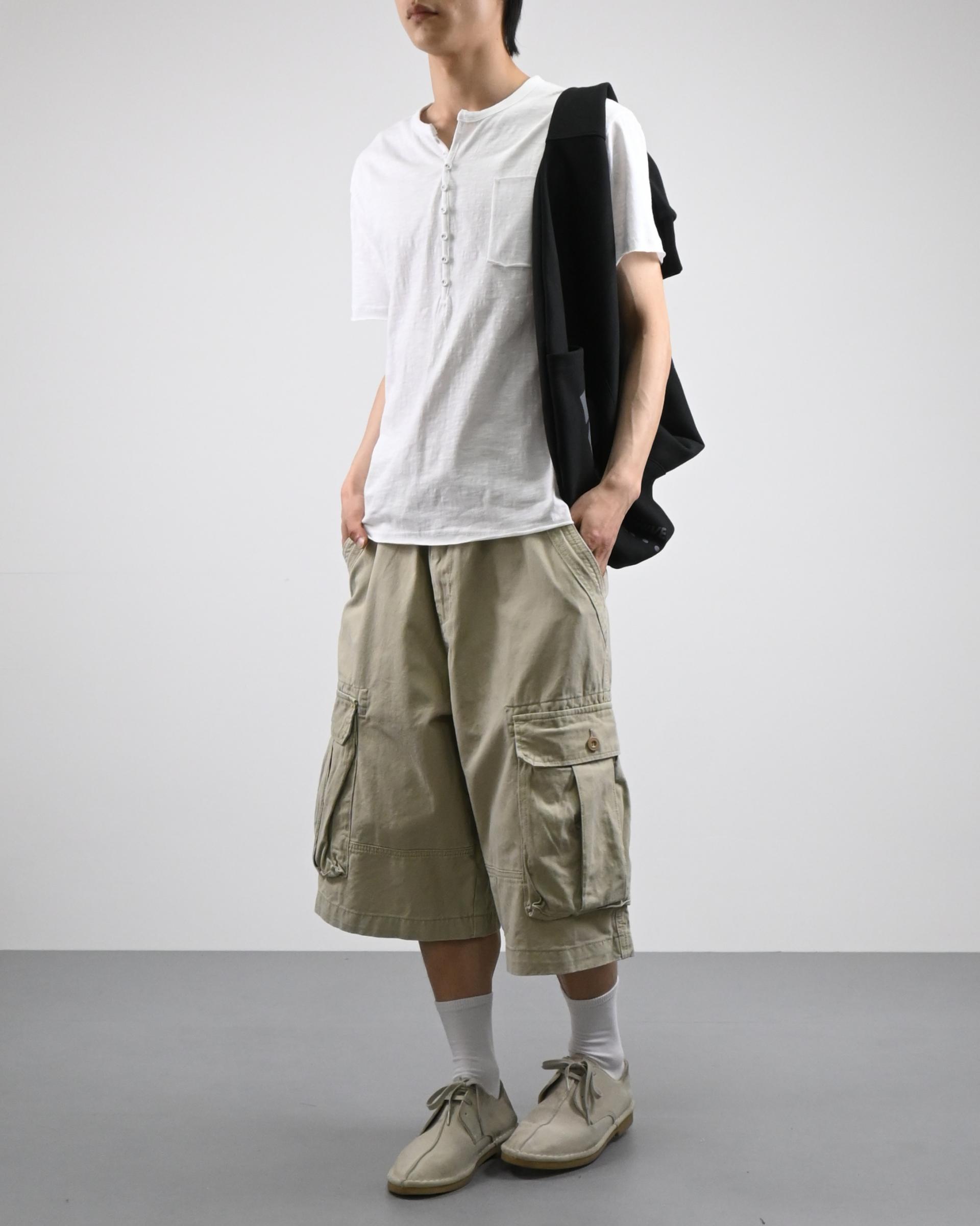 slub henley neck half t-shirt