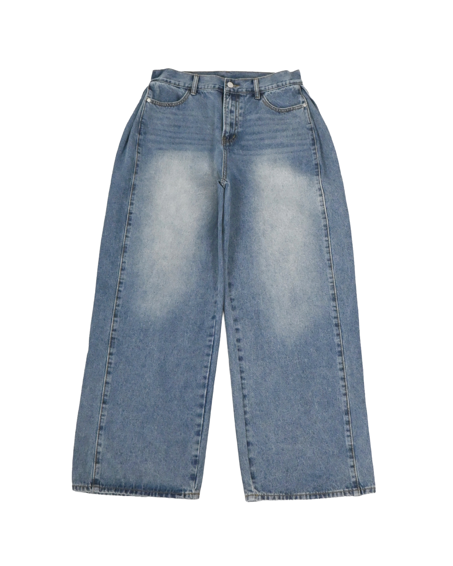 side slit curved denim pants