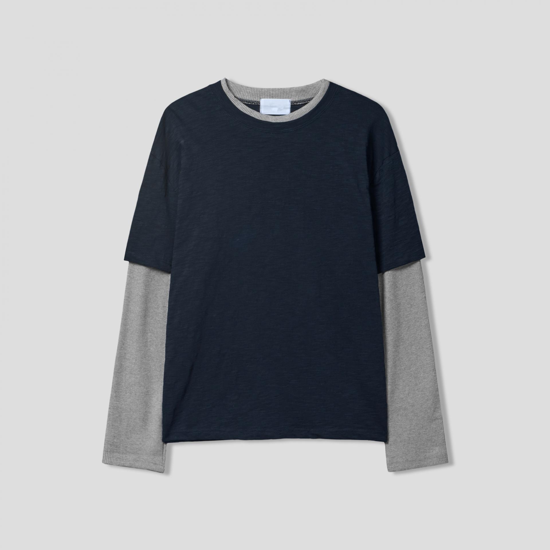 slub waffle layered t-shirt
