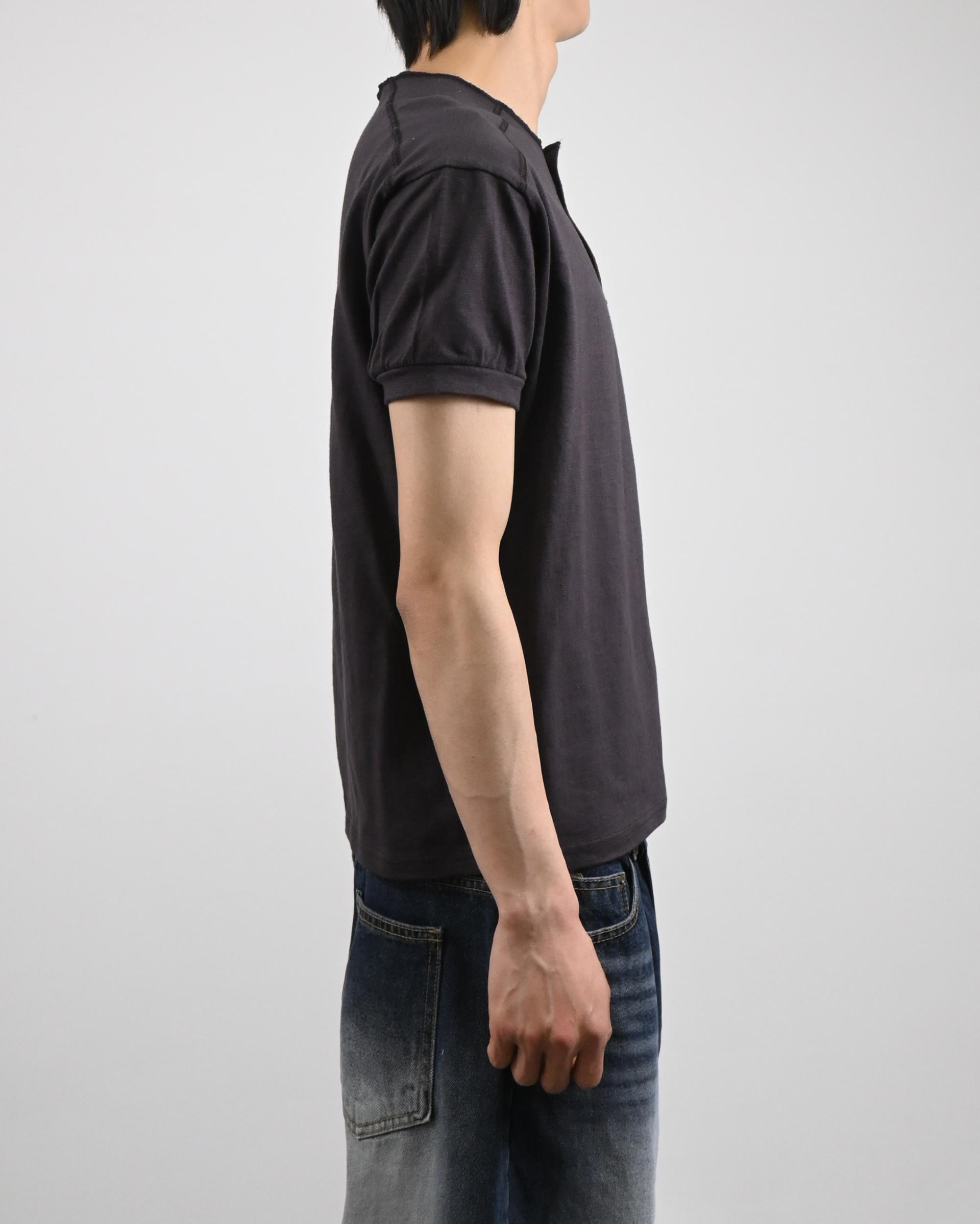 stitch henley neck half t-shirt
