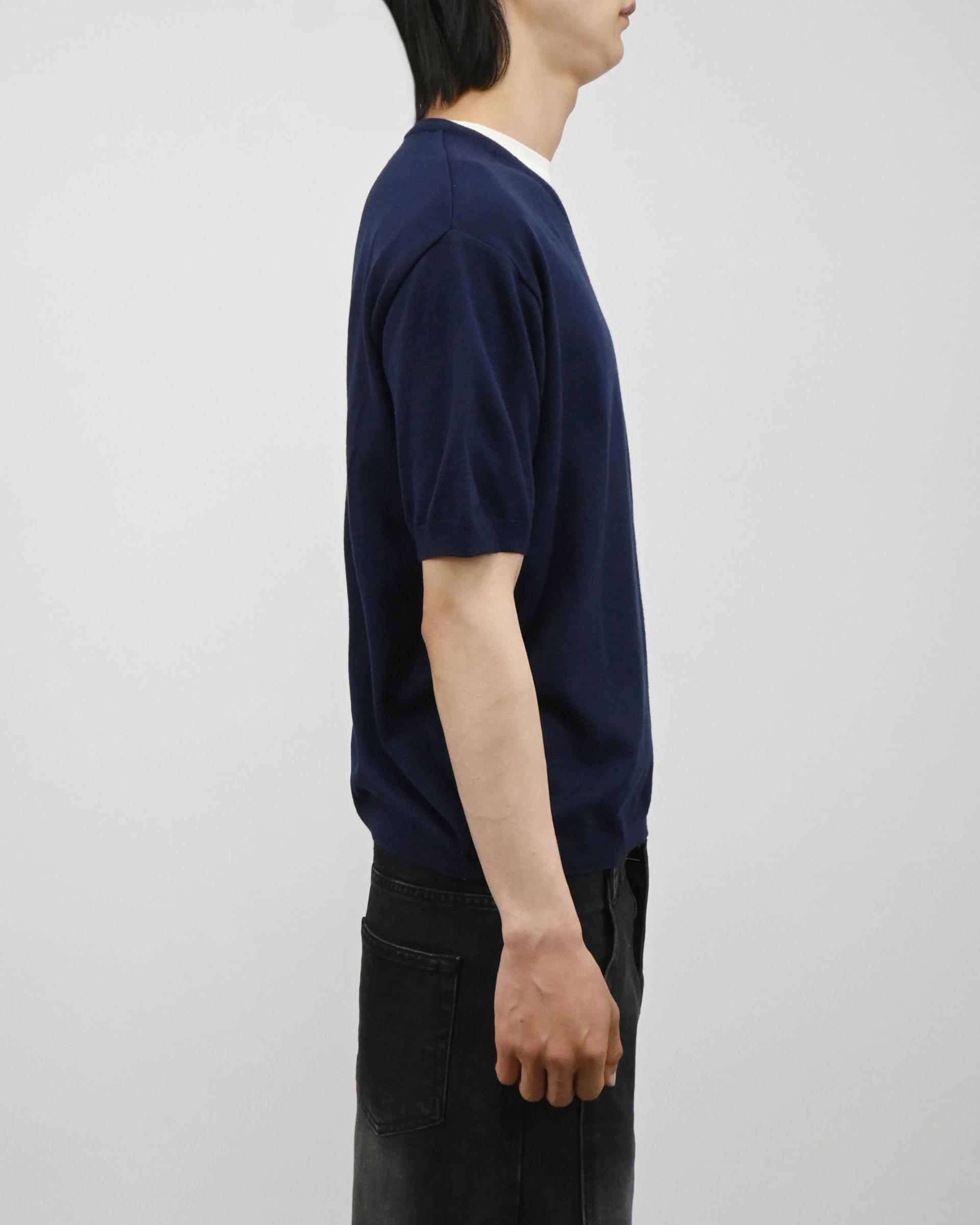 v-neck layered half knit