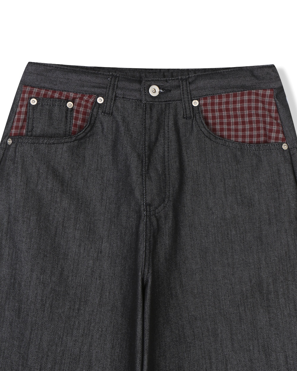 check pocket raw bermuda denim pants