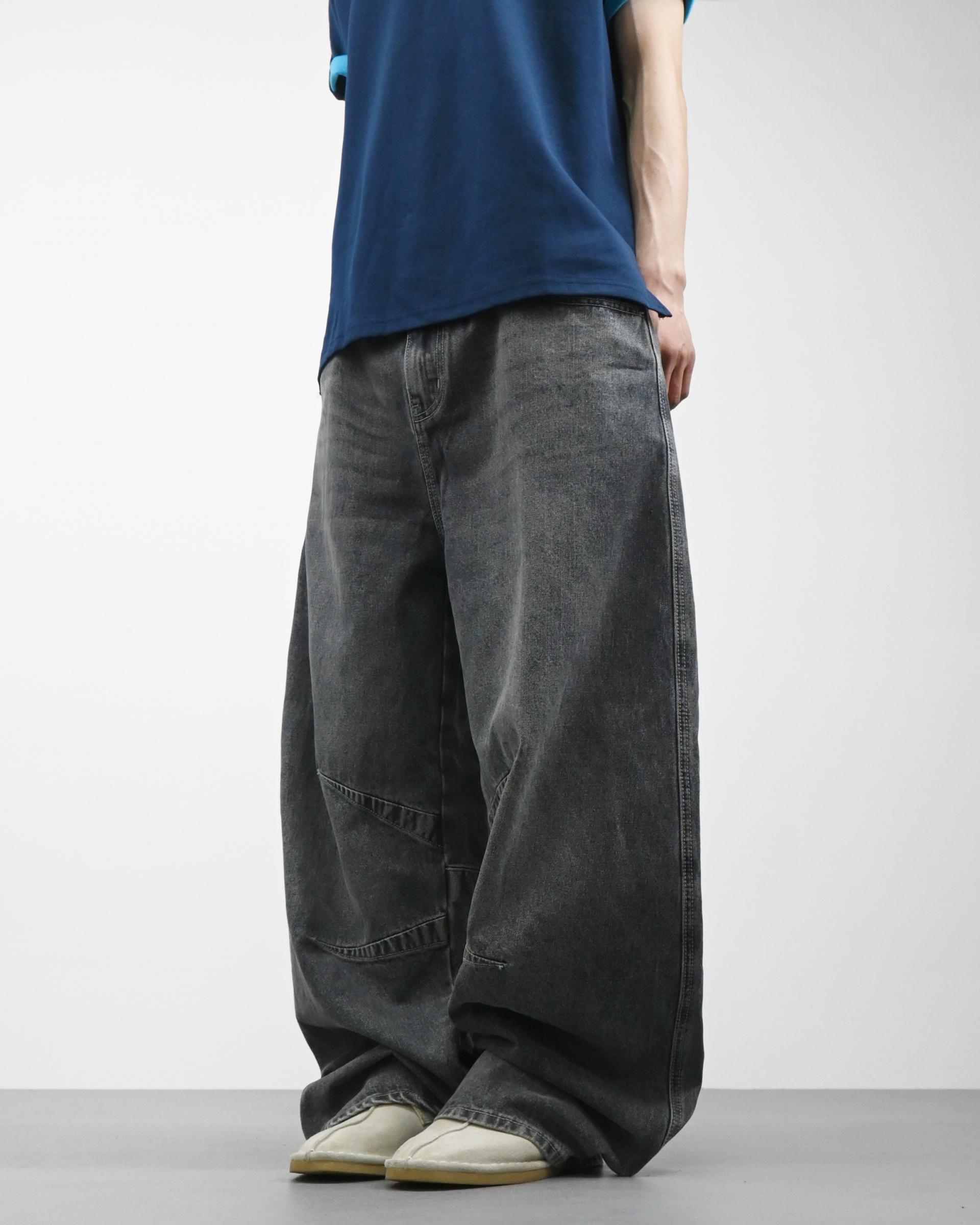 dart balloon denim pants (dark blue)