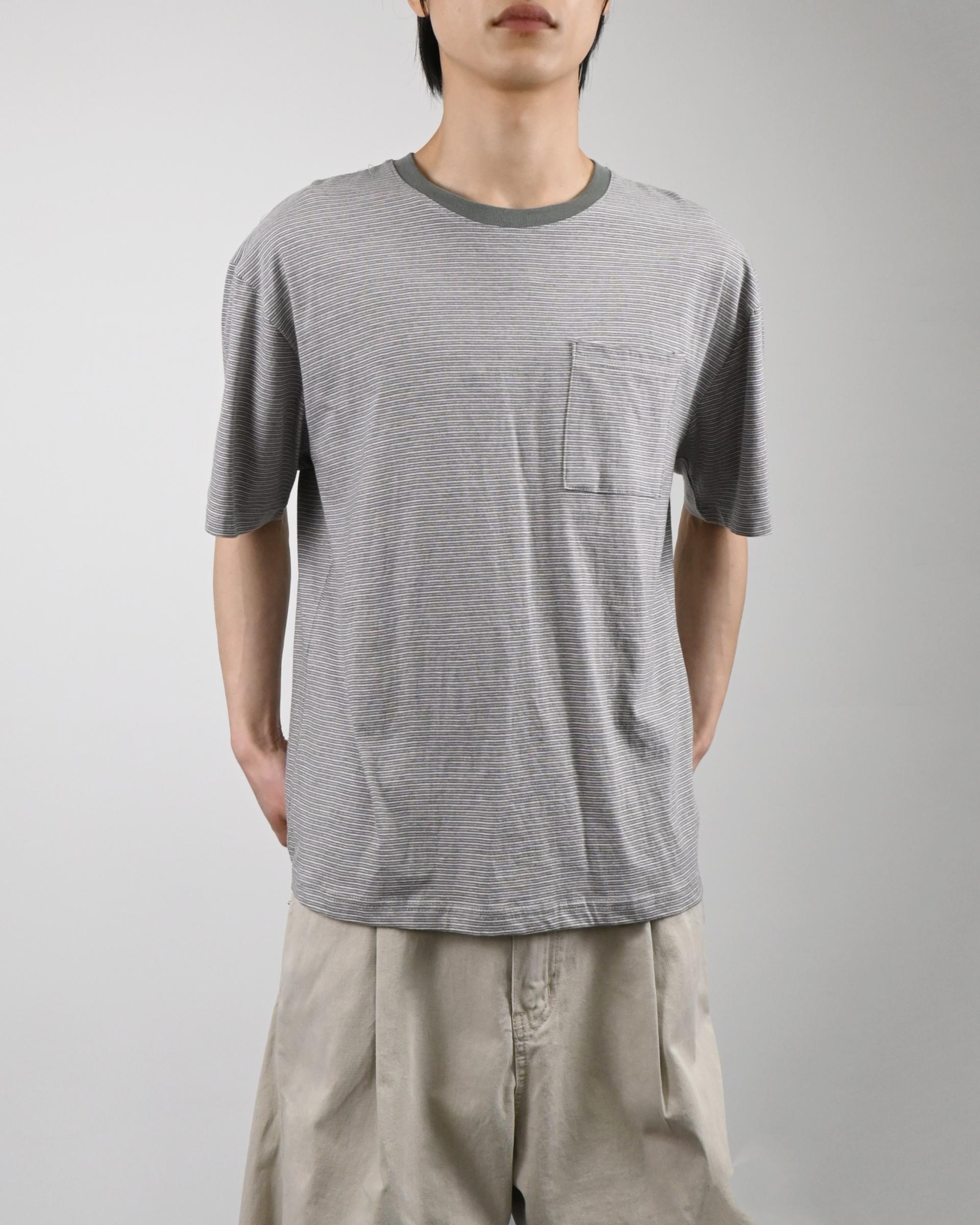 ringer stripe pocket half-t-shirt