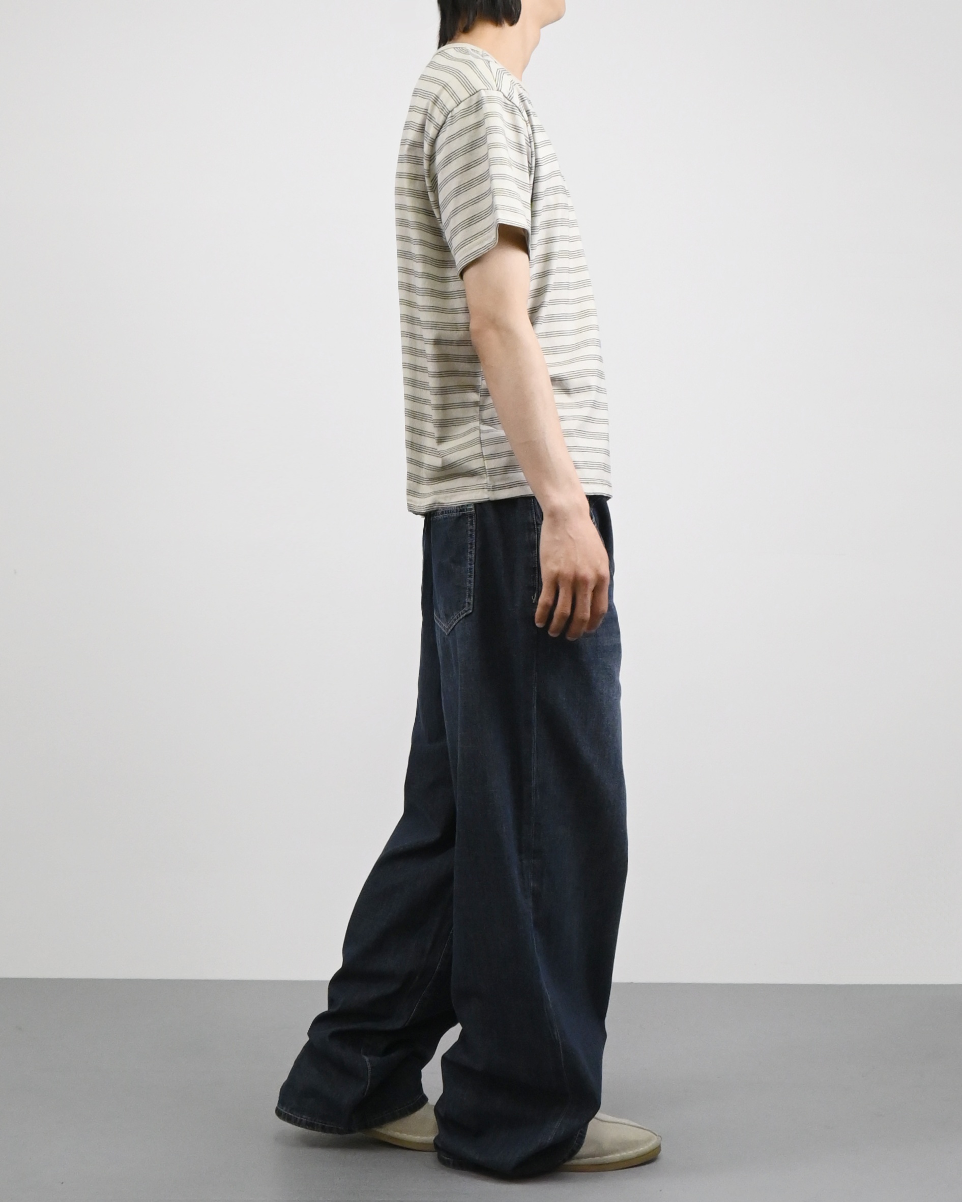 straight linen denim pants