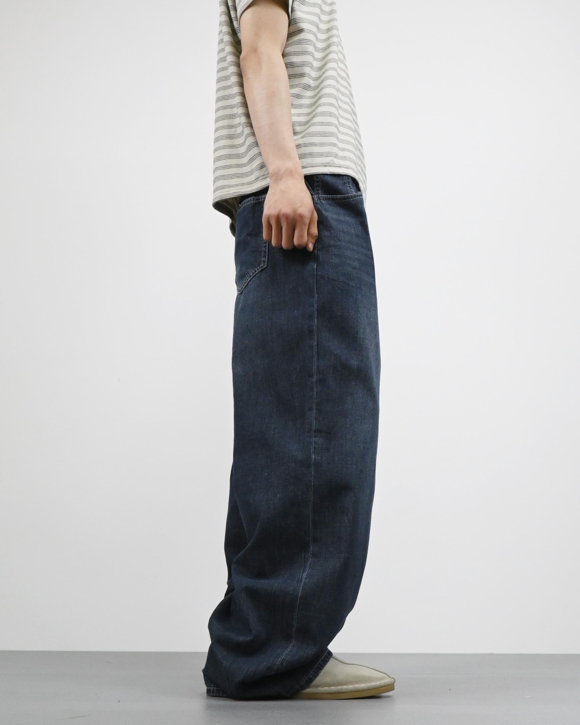 straight linen denim pants
