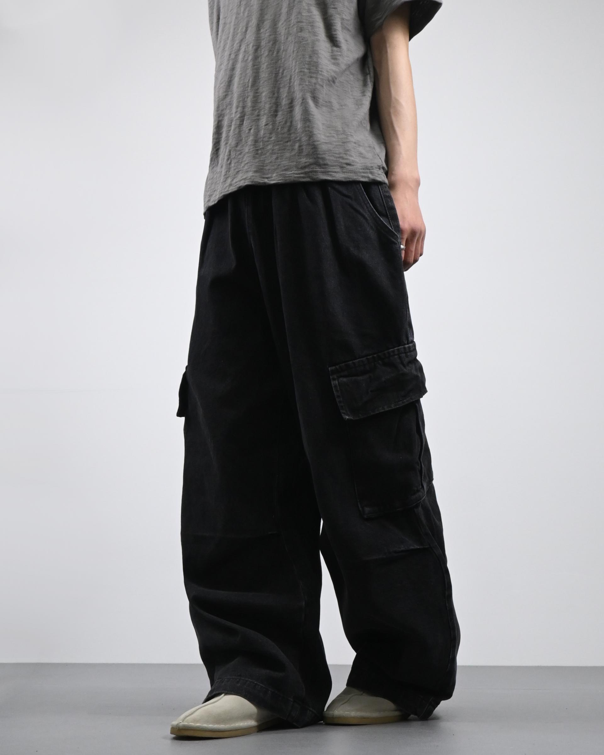 banding big cargo denim pants