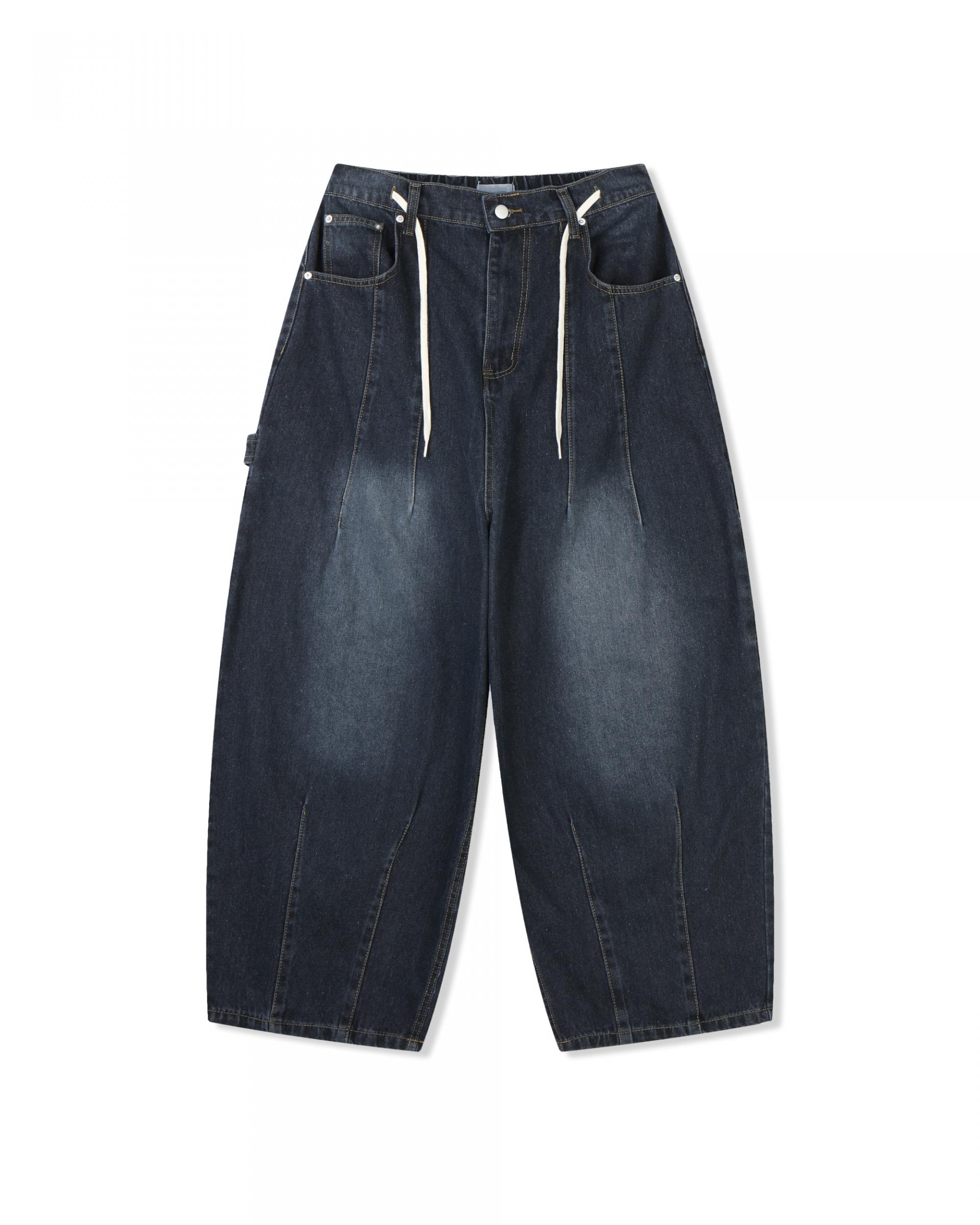 ash washed carpenter balloon denim pants