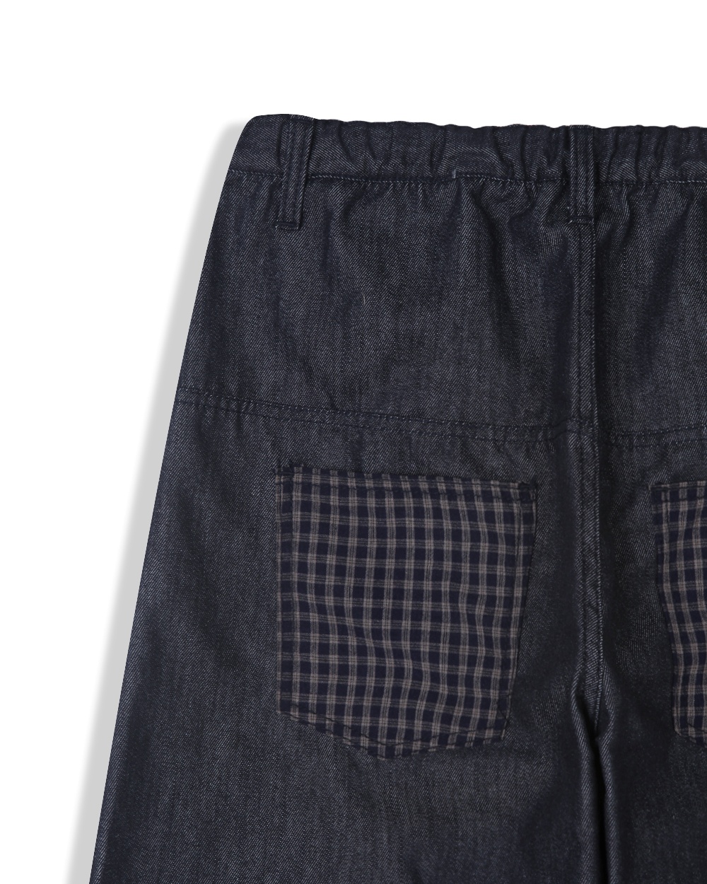 check pocket raw denim pants