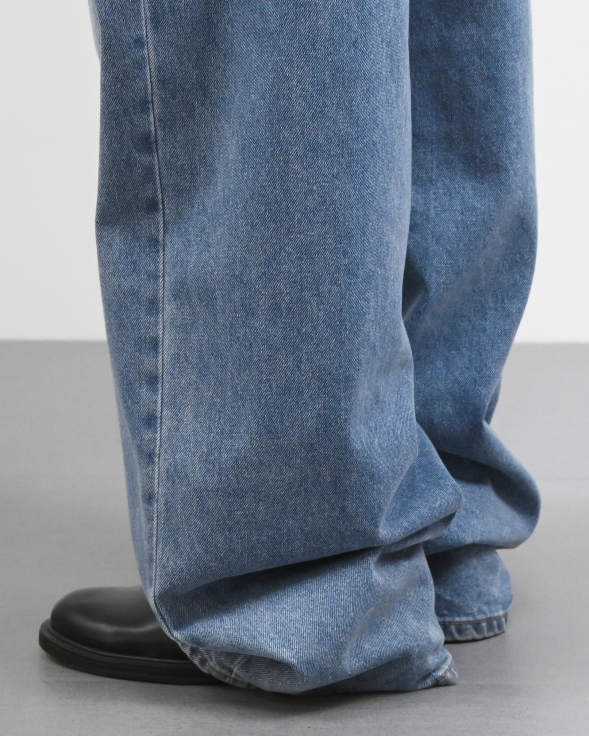 tapered banding denim pants