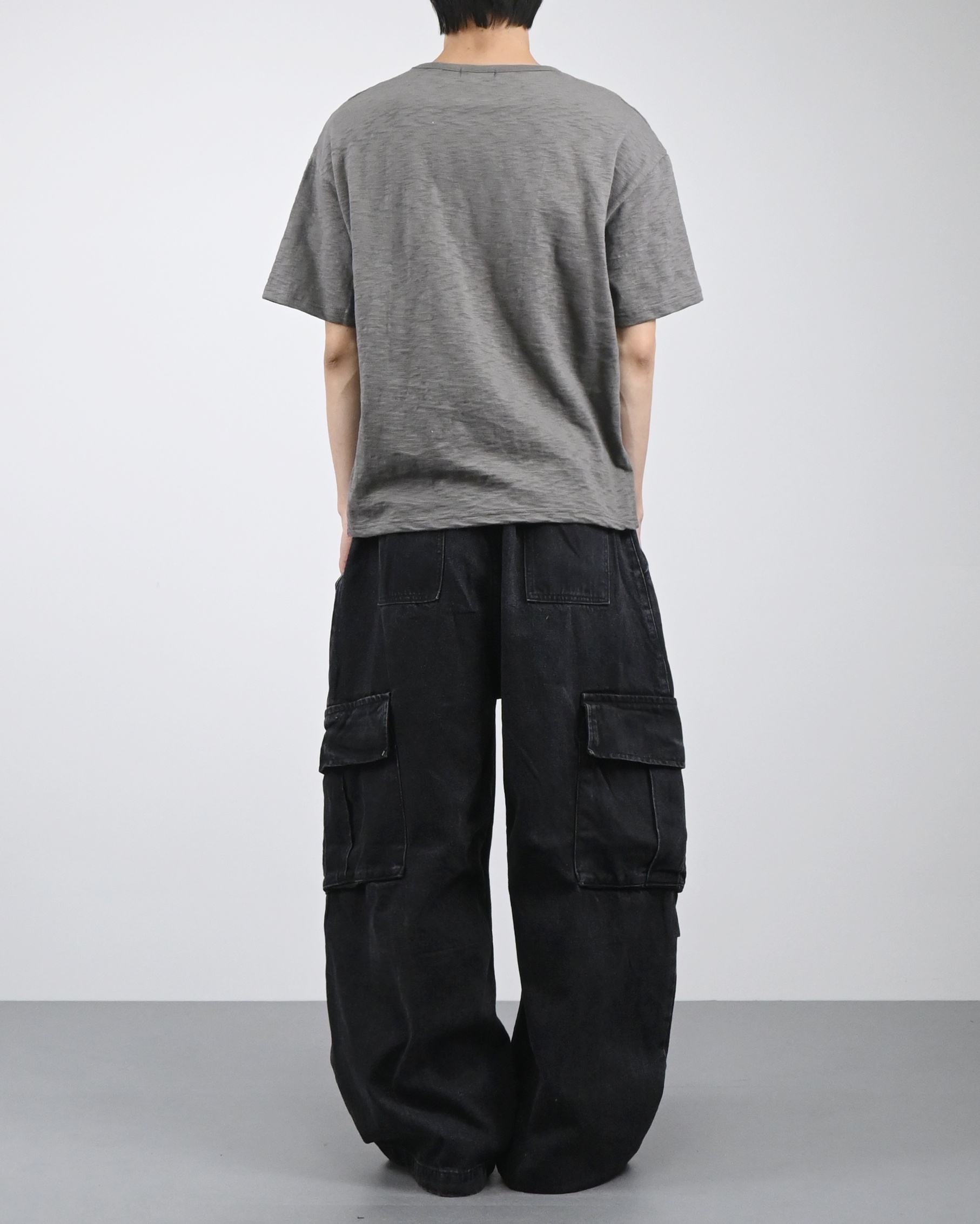 banding big cargo denim pants