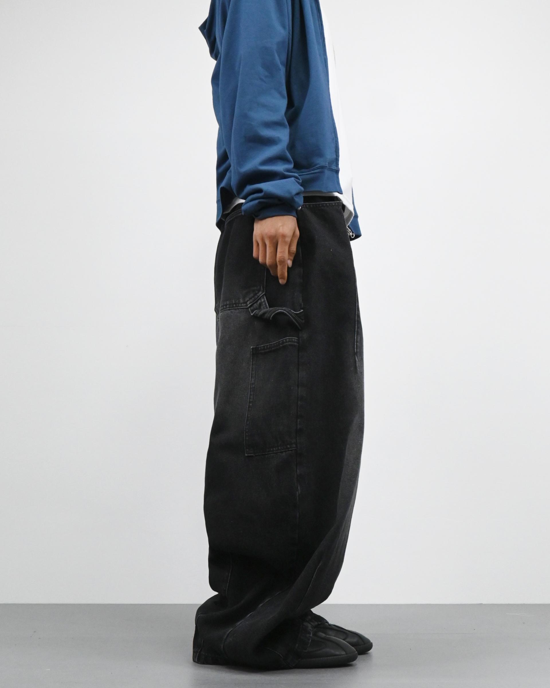 ash washed carpenter balloon denim pants