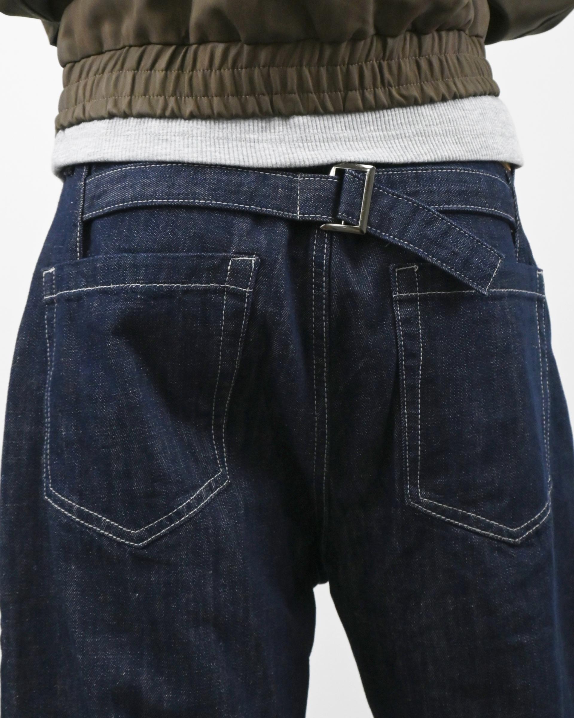 velcro deep indigo denim pants