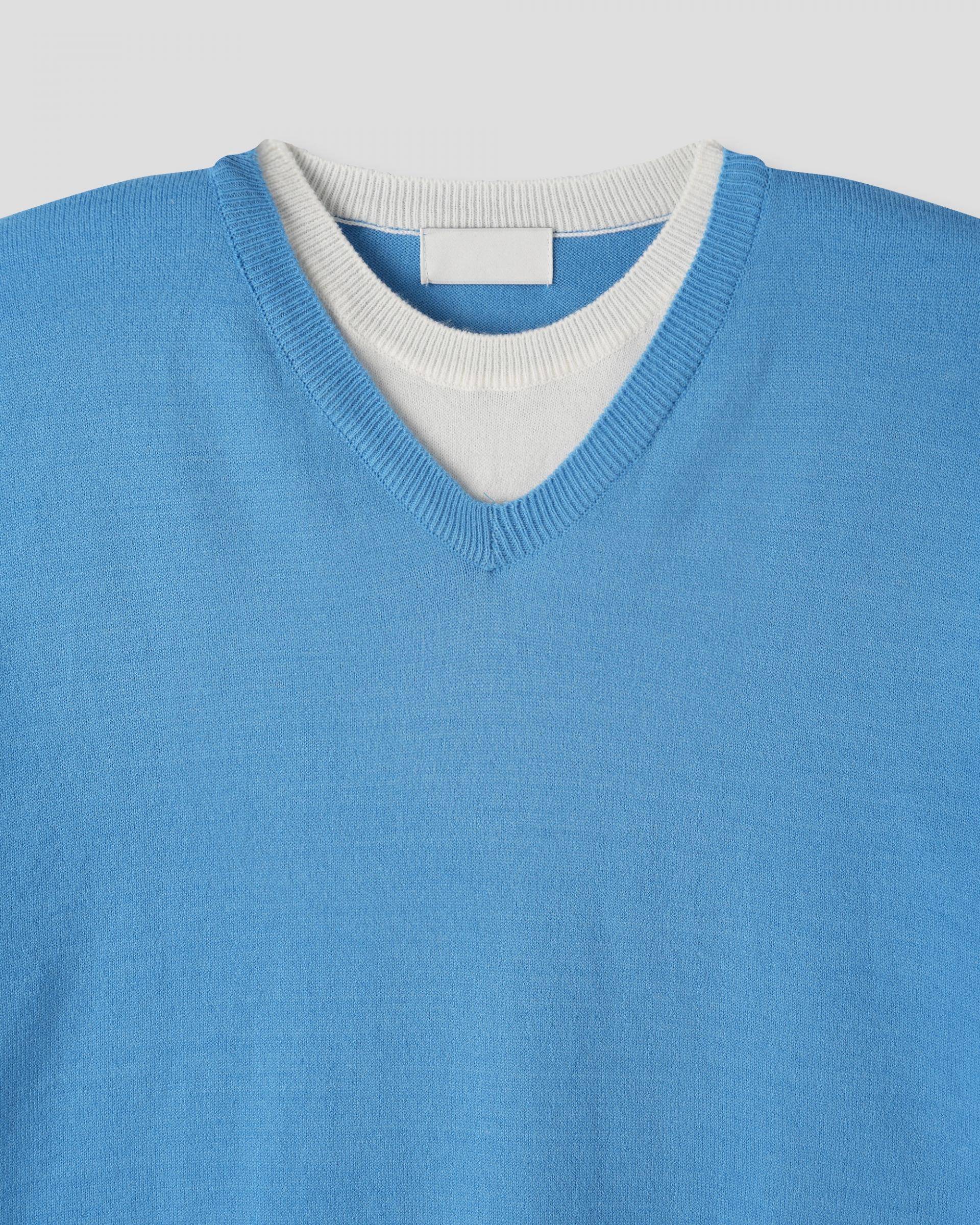 v-neck layered half knit